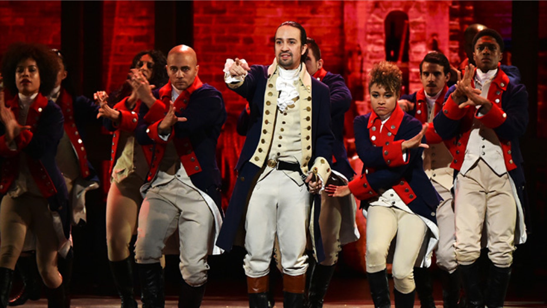 Lin-Manuel Miranda and the cast of 'Hamilton' on June 12, 2016 in New York City.