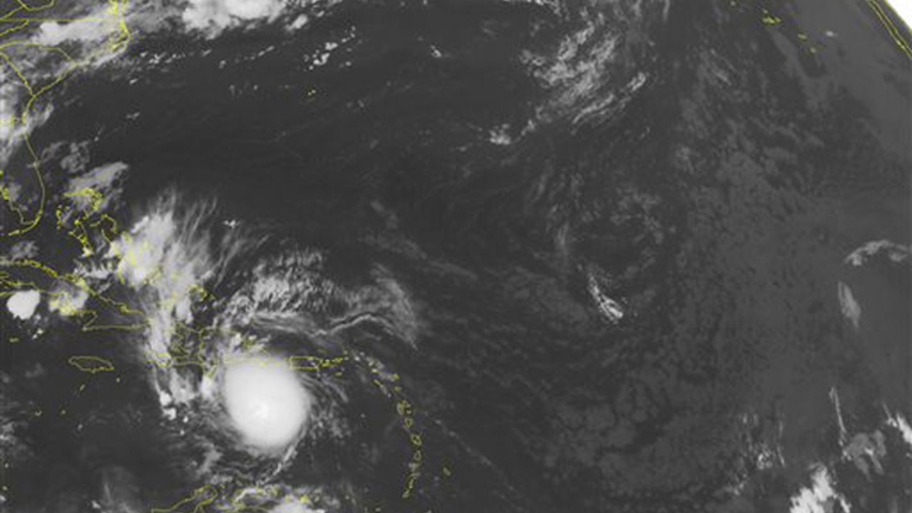 This NOAA satellite image taken Monday, August 1, 2016, at 12:45 AM EDT shows a strong tropical wave located to the southeast of Hispaniola.
