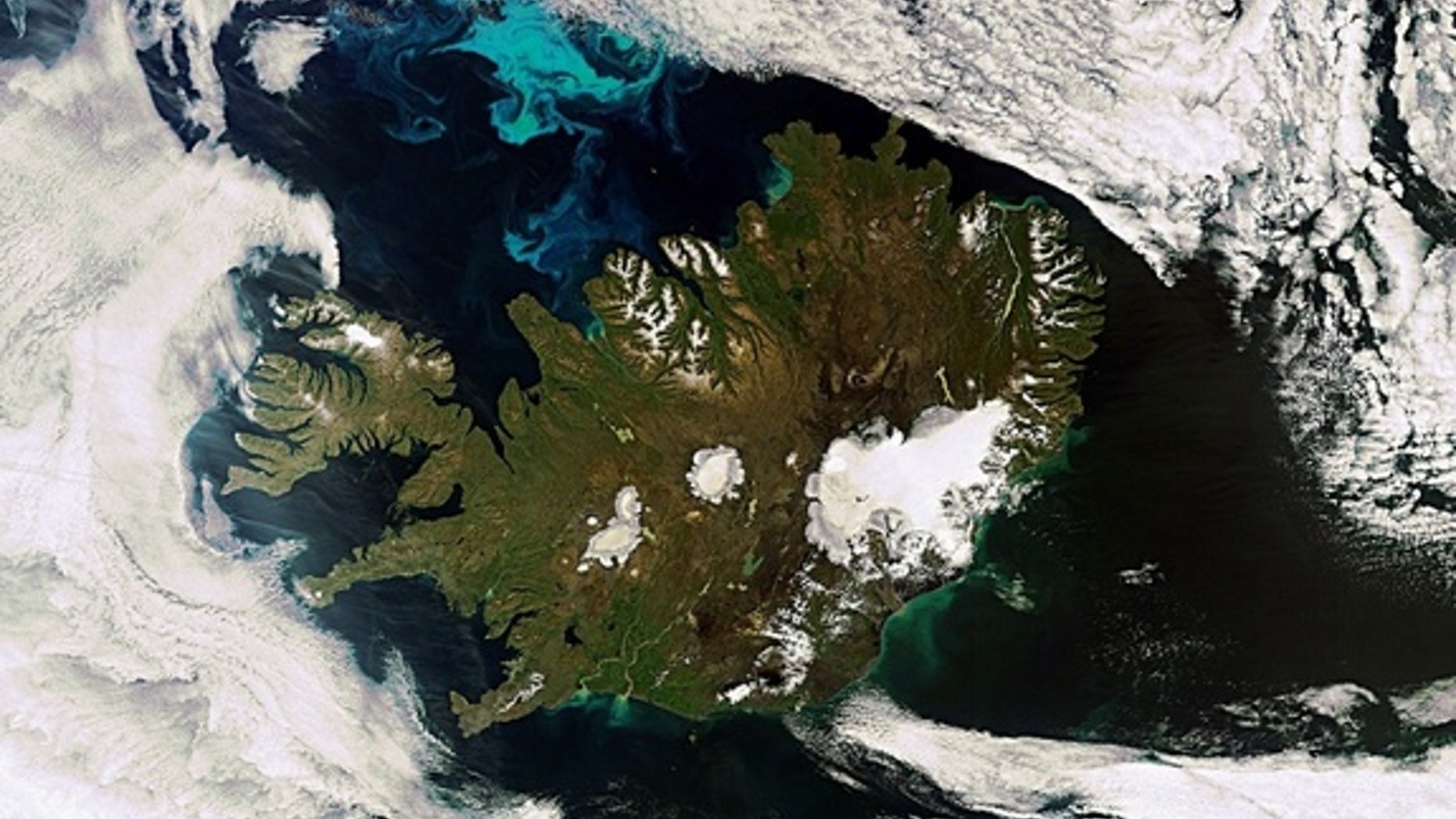 This Envisat image shows us a very rare, cloud-free view of Iceland. This image was acquired on July 21, 2010.