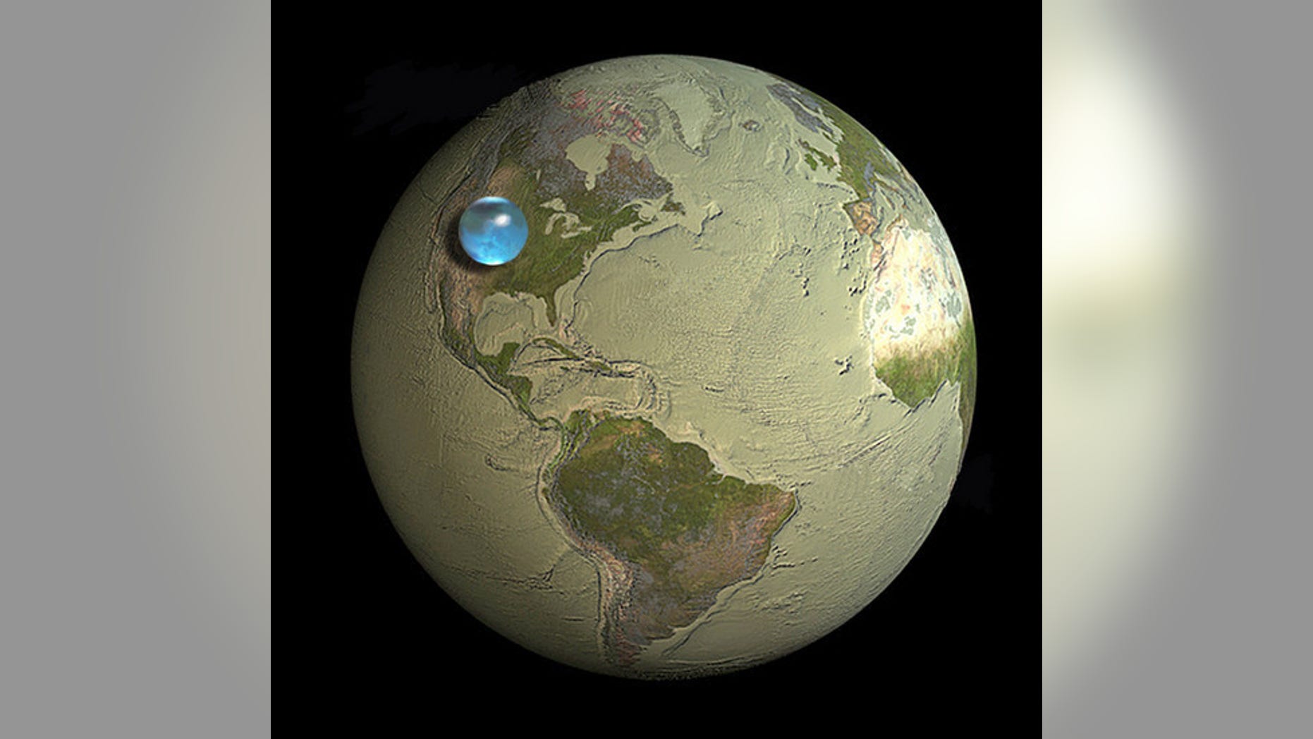 If all the world's water were to form a single drop, this is how big it would be: A sphere stretching from Salt Lake City, Utah to Topeka, Kansas.
