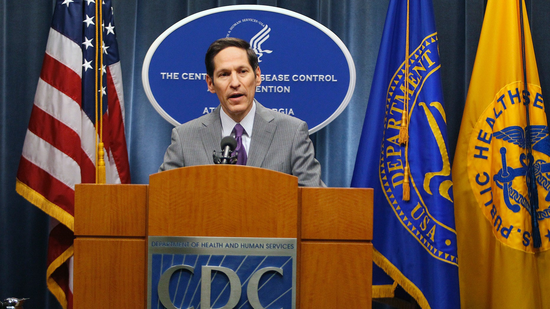 Centers for Disease Control and Prevention (CDC) Director, Dr. Thomas Frieden, speaks at the CDC headquarters in Atlanta, Georgia September 30, 2014. REUTERS/Tami Chappell