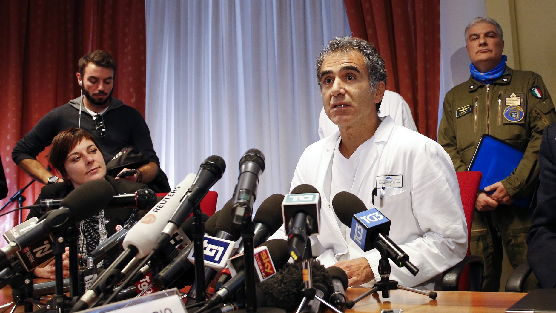 Doctor Emanuele Nicastri speaks during a news conference at the Spallanzani hospital in Rome November 25, 2014. REUTERS/Giampiero Sposito