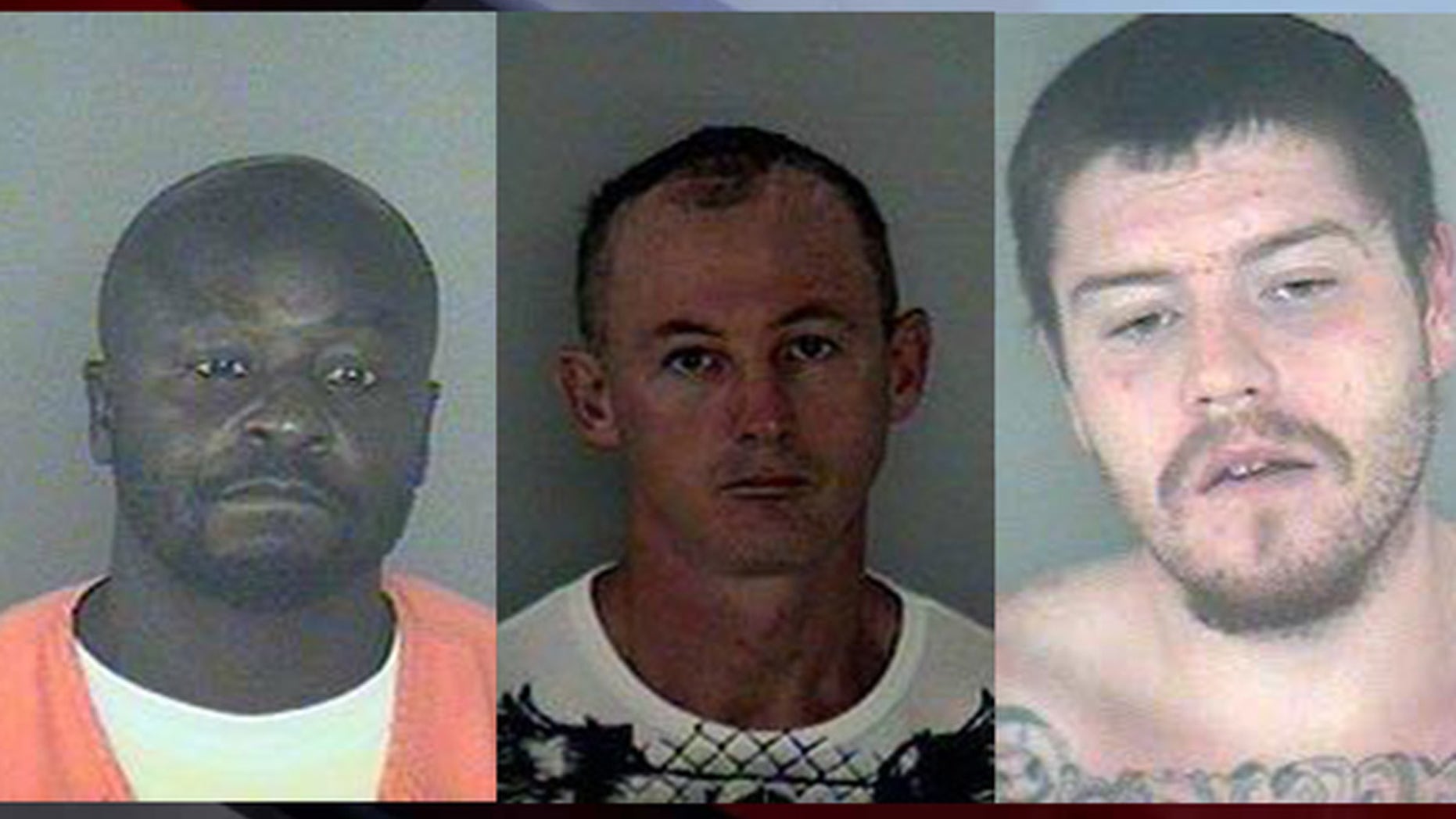 Florida deputies say Joel Cooper, 43, (l), Donald Cotter, 44, (c) and Casey Brandon, 25, escaped from jail Friday.