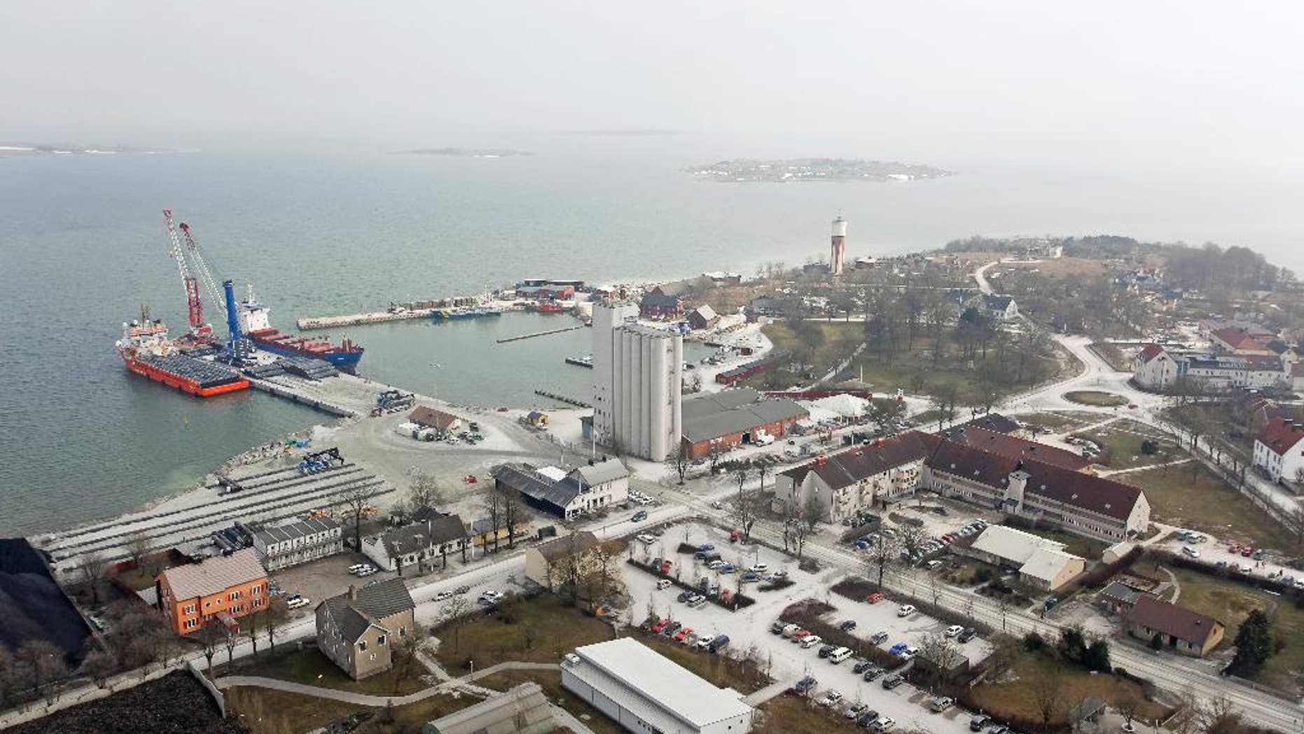 FILE _ This is a March 31, 2010 file photo of Slite harbor at the strategic island Gotland in Sweden. Officials on Sweden's militarily strategic Baltic Sea island of Gotland are mulling renting harbor space to a Russian company, even as the government warns that would be against the country's defense and political interests. (Soren Andersson/ TT, File via AP)