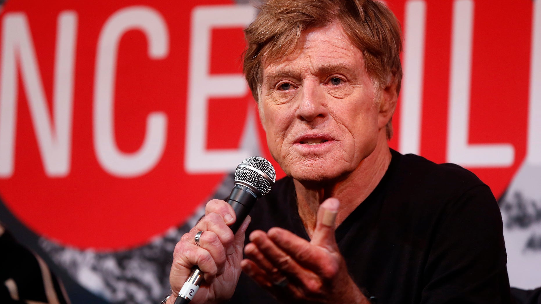 January 16, 2014. Robert Redford addresses the media at an opening day news conference for the Sundance Film Festival at the Egyptian Theatre in Park City, Utah.