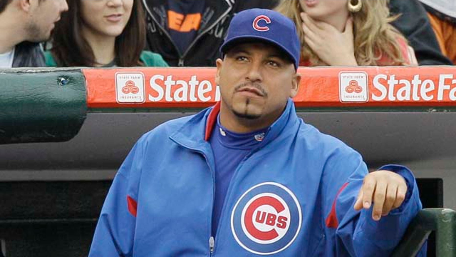 Chicago Cubs pitcher Carlos Zambrano looks to fans during the ninth inning of a baseball game against the Pittsburgh Pirates, Sunday, May 29, 2011, in Chicago. The Cubs won 3-2. (AP Photo/Nam Y. Huh)