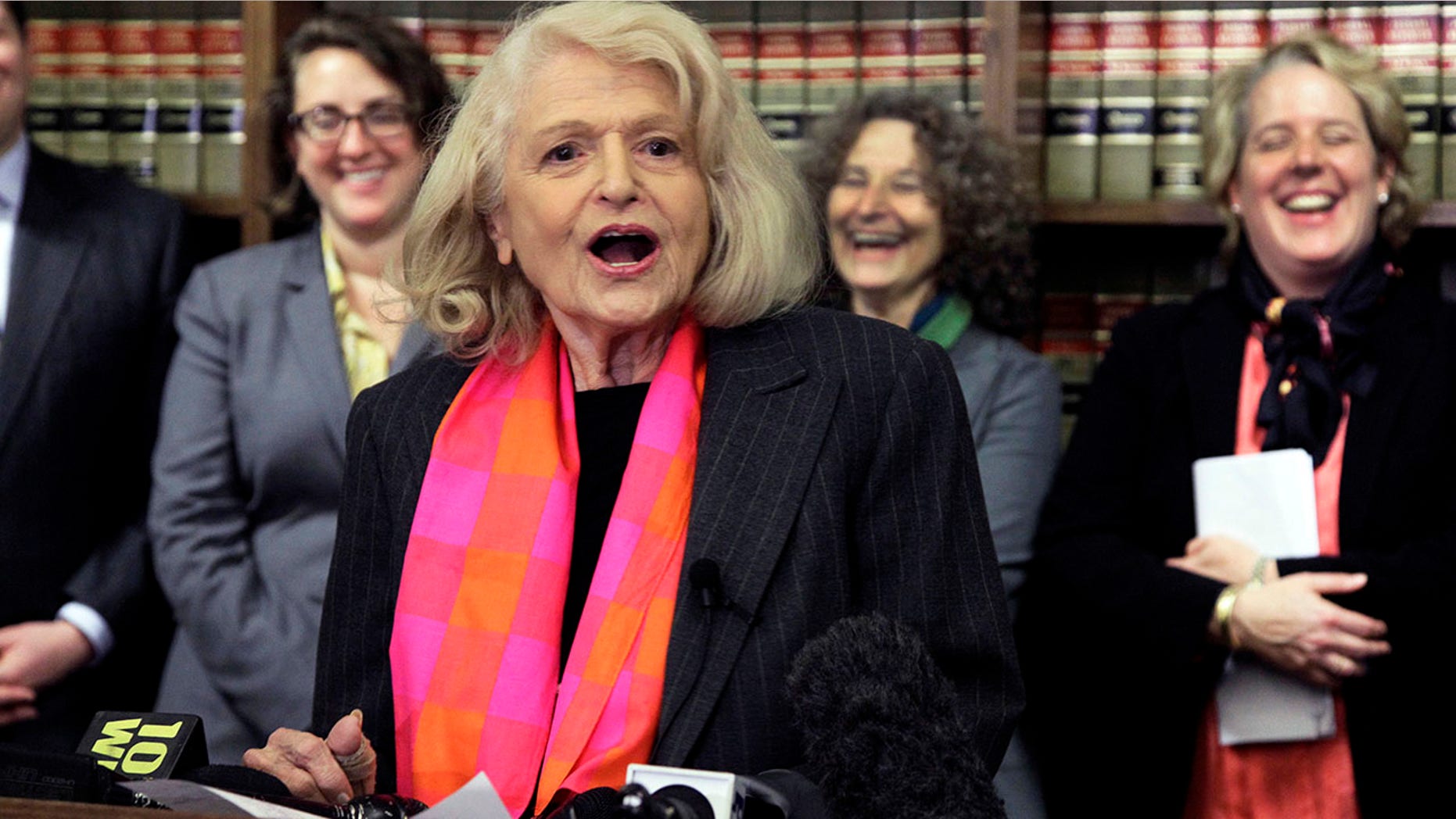 Edith Windsor addresses a news conference at the offices of the New York Civil Liberties Union in October 2012.