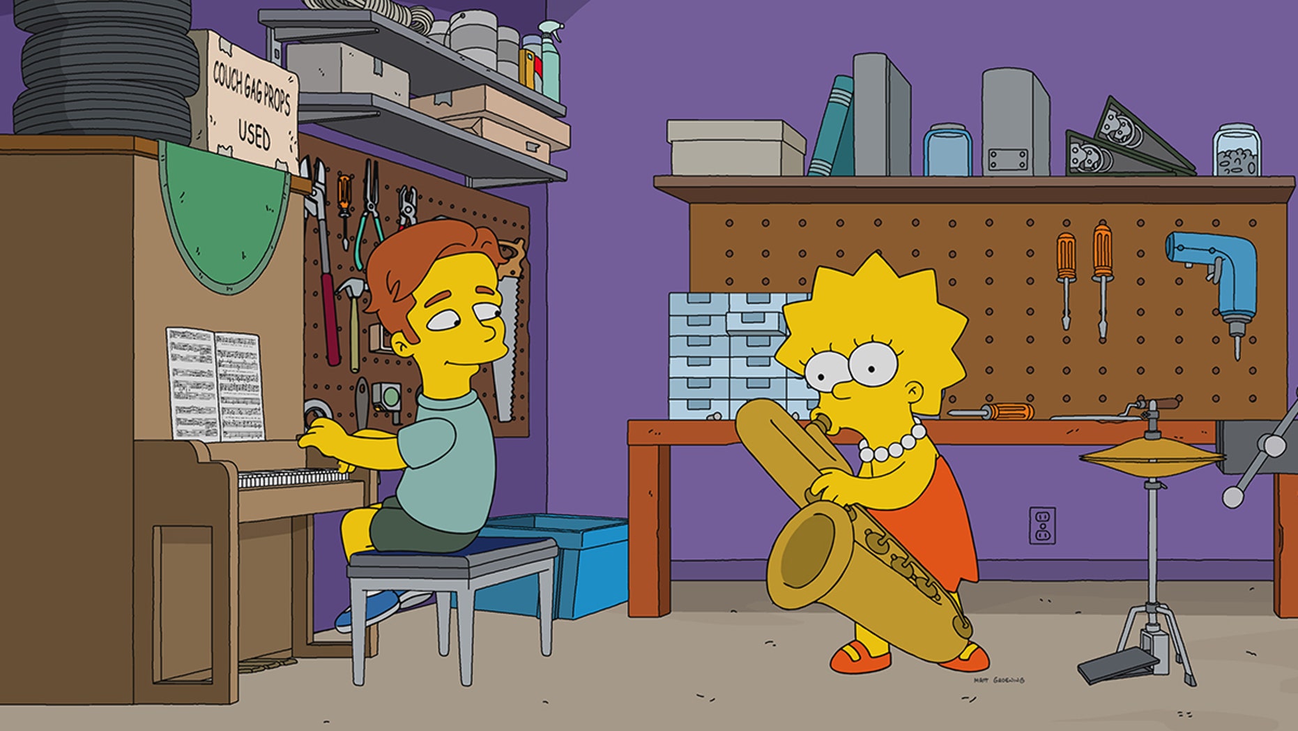 When the Simpsons go to a STEM conference, Lisa falls for a crooning jazz pianist named Brendan (guest star Ed Sheeran, Pictured). Meanwhile, Bart discovers that he has an affinity for chemistry in the all-new âHaw-Haw Landâ episode of THE SIMPSONS airing Sunday, Jan. 7, (8:00-8:30 PM ET/PT). THE SIMPSONS ⢠and © 2017 TCFFC ALL RIGHTS RESERVED.