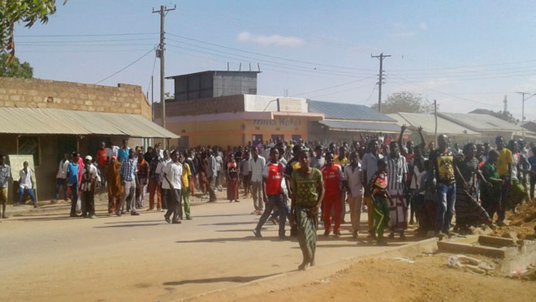 Oct. 25: Residents gather near the scene of an attack in the town of Mandera, Kenya, near the border with Somalia,