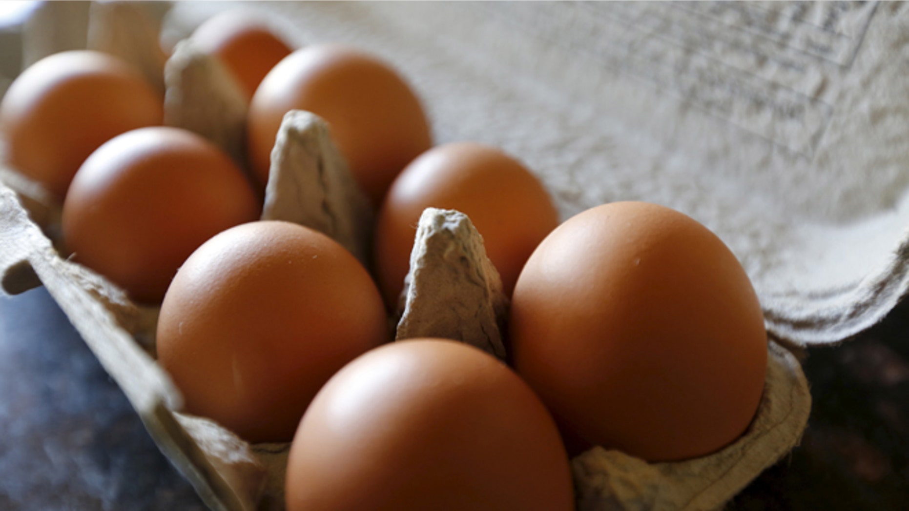 Aug. 17, 2015: Brown eggs are shown in their carton.