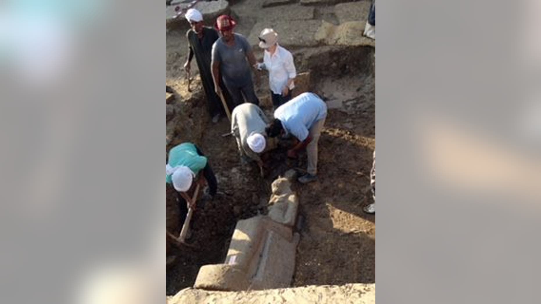 One of the statues unearthed during the Luxor excavation (Egyptian Ministry of Antiquities)