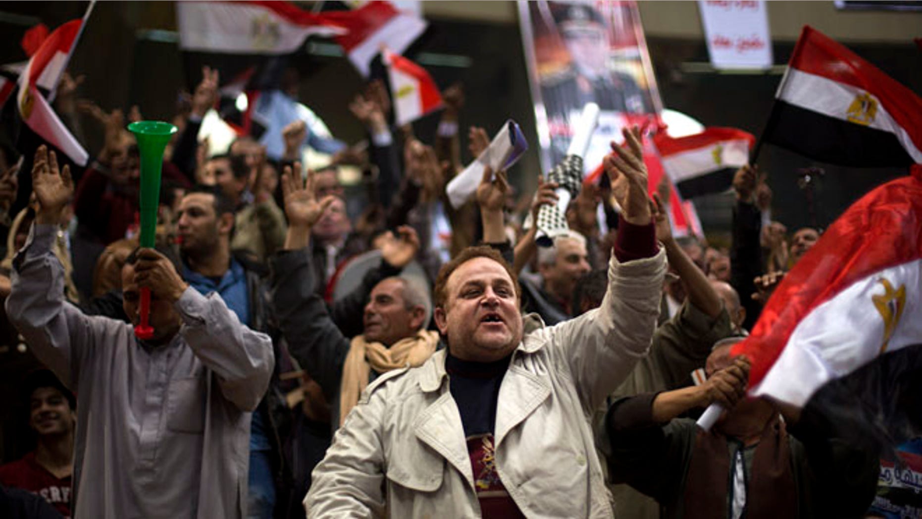Jan. 21, 2014: Egyptians chant slogans as they attend a rally in support of Egypt's Defense Minister, Gen. Abdel-Fattah el-Sissi, in Cairo, Egypt.
