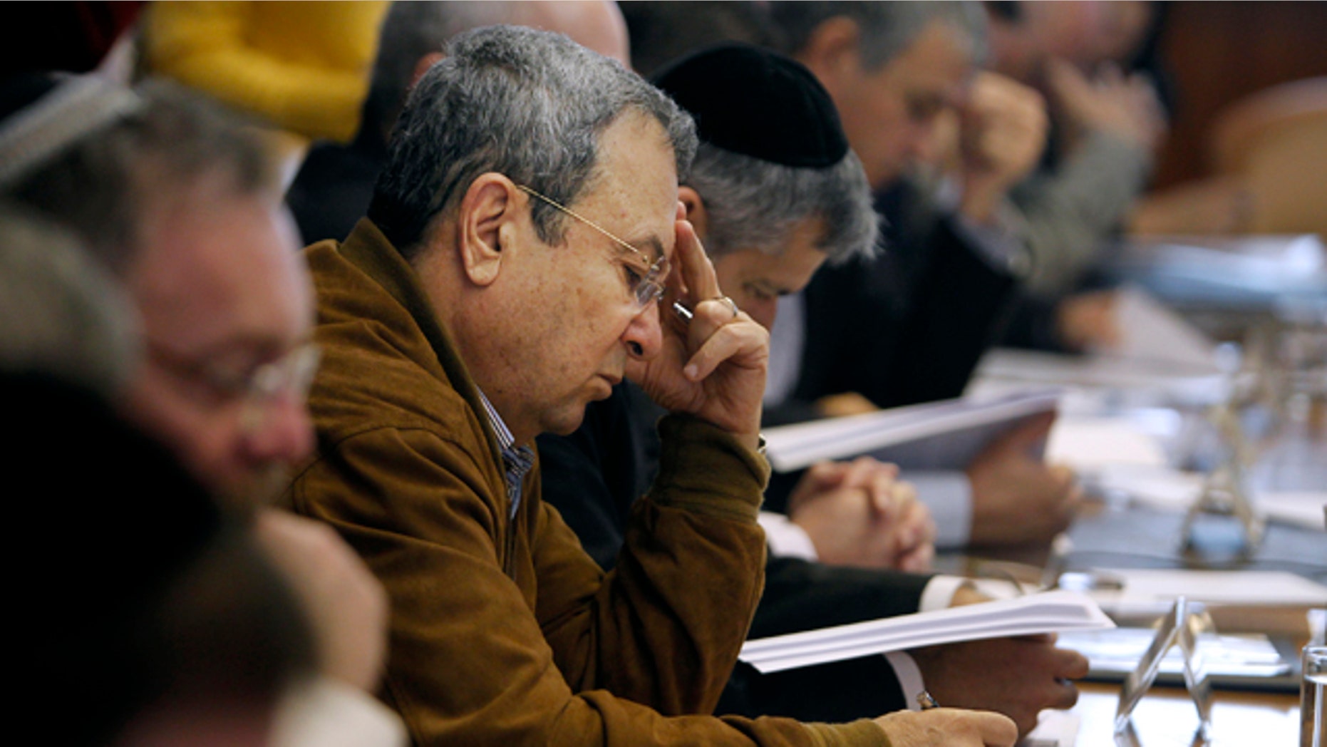 Nov. 27: Israel's Defense Minister Ehud Barak attends the weekly cabinet meeting in Jerusalem.