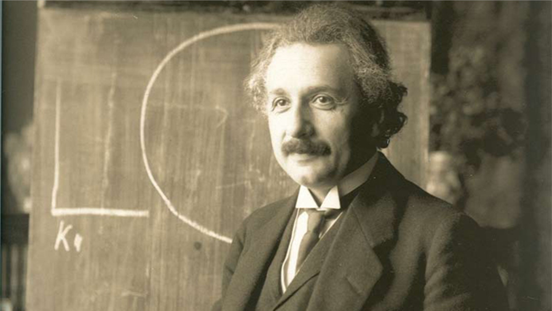 Albert Einstein during a lecture in Vienna in 1921.