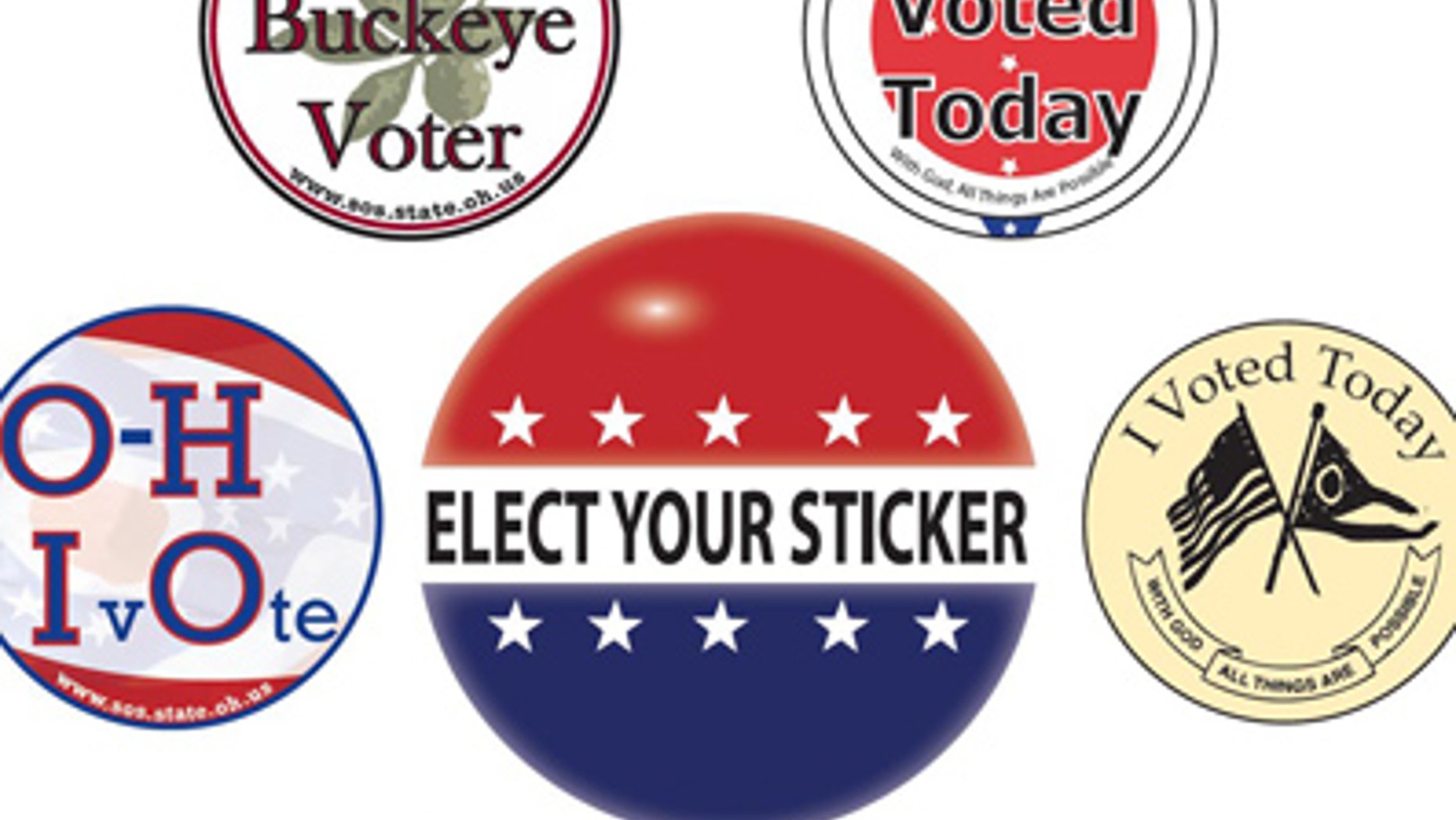 Choices available to voters in Ohio's poll sticker contest.