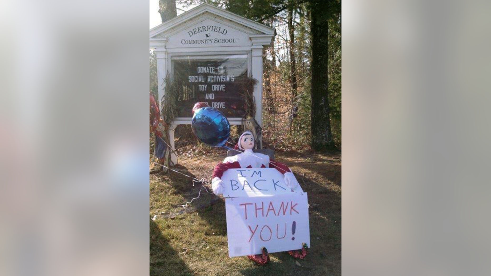 Zippy, who appears throughout the town during the holiday season, was taken on Monday afternoon and mysteriously reappeared Wednesday morning in front of a resident's home.