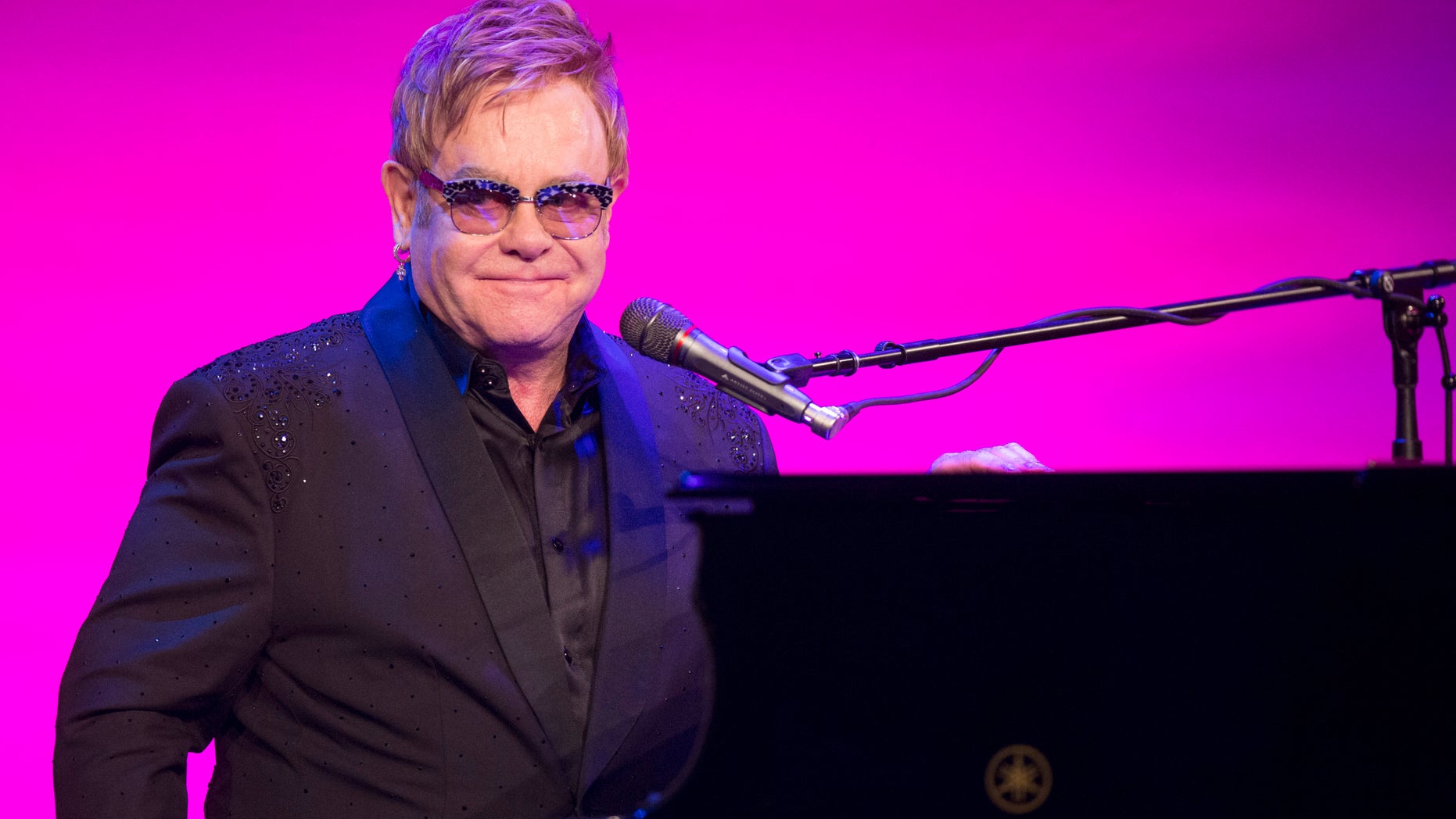 October 28, 2014. Sir Elton John performs at the Elton John AIDS Foundation's 13th annual An Enduring Vision Benefit in New York.