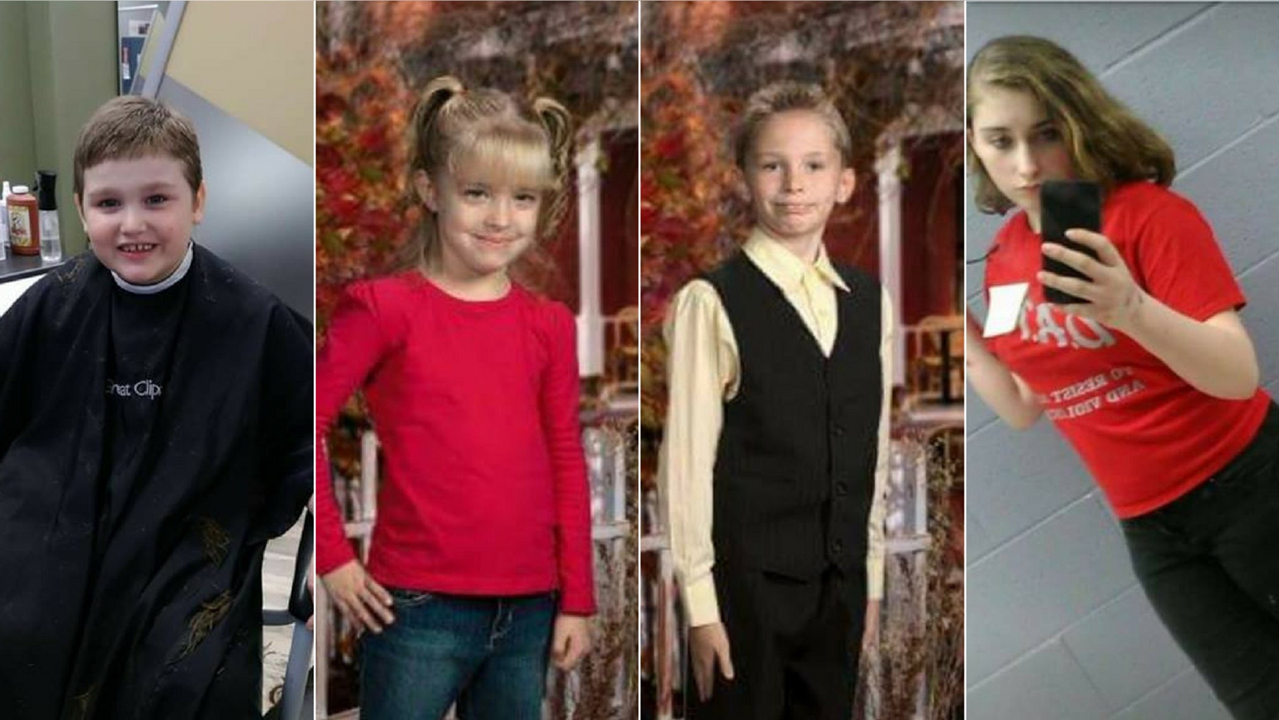 From left to right, Damien Wilson, 8, Patience Wilson, 9, Benjamin Karl-Leland Croley, 12, and Damara Croley, 13, were abducted Tuesday by their non-custodial mother.