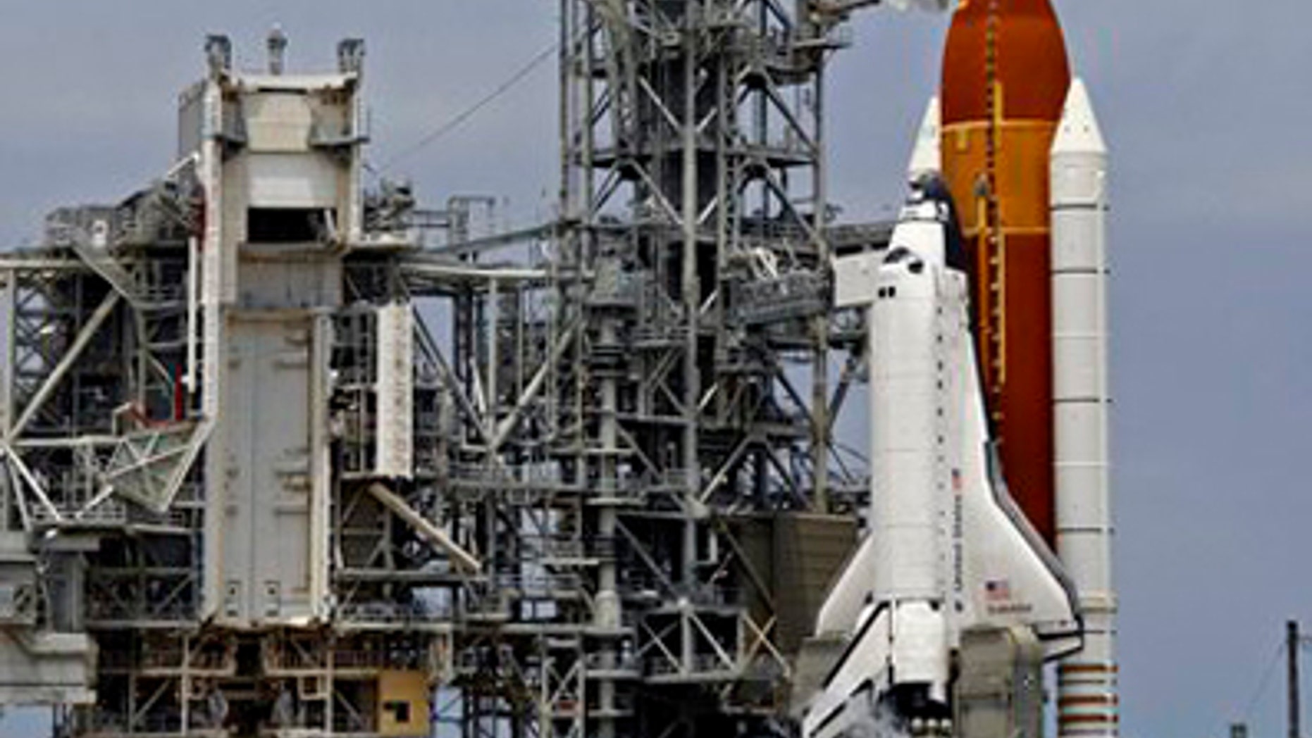 In this April 29, 2011 file photo, space shuttle Endeavour is seen on Pad 39A moments after launch was scrubbed because of technical problems at the Kennedy Space Center in Cape Canaveral, Fla. NASA will try again next Monday, May 16. 2011 to launch Endeavour on the next-to-last space shuttle flight, after replacing a switch box and plugging in new electrical wiring. (AP/File)
