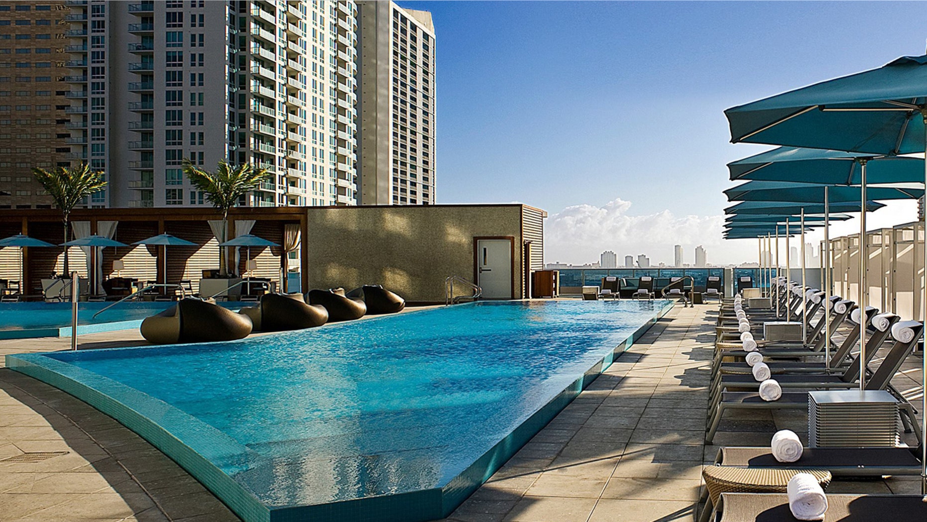 The pool deck at the EPIC hotel, a Kimpton property, in Miami. The boutique hotel chain operates 62 hotels across the country.