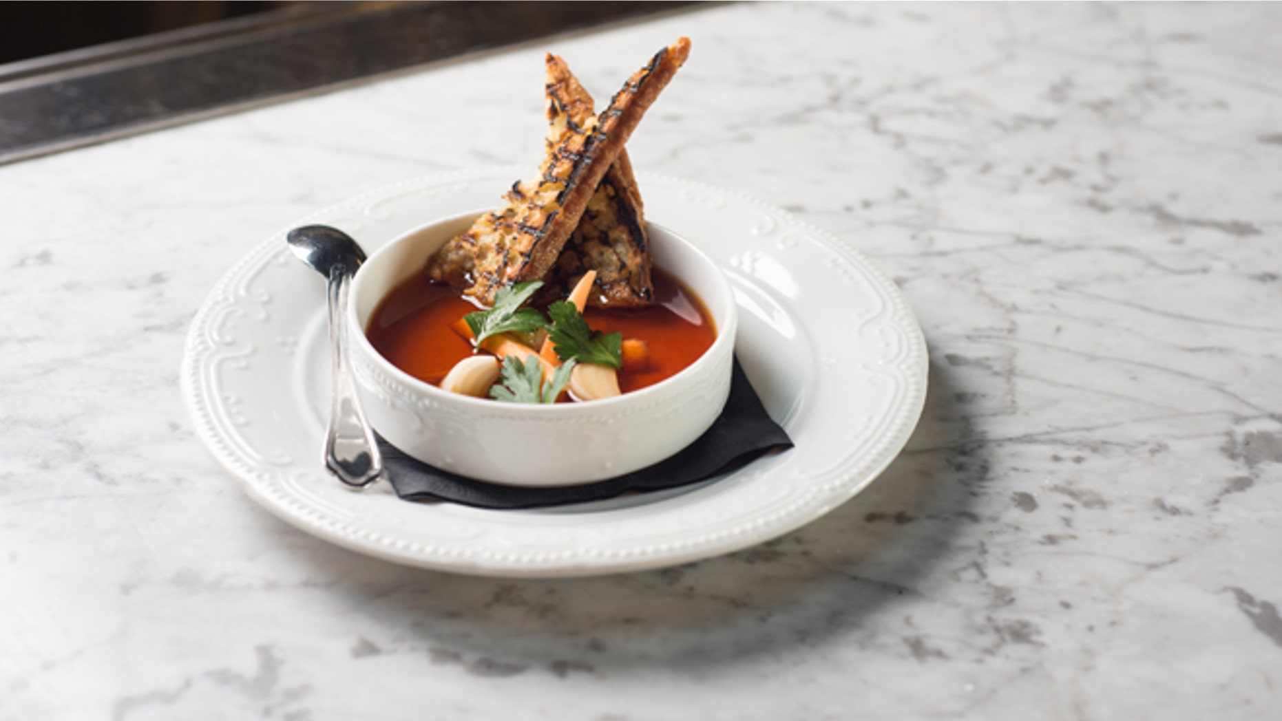‘From the Kitchen with Love’ is the first ever cocktail-broth hybrid from Pistola. It includes homemade lamb consommé, pearl onions, peas and Glenlivet.