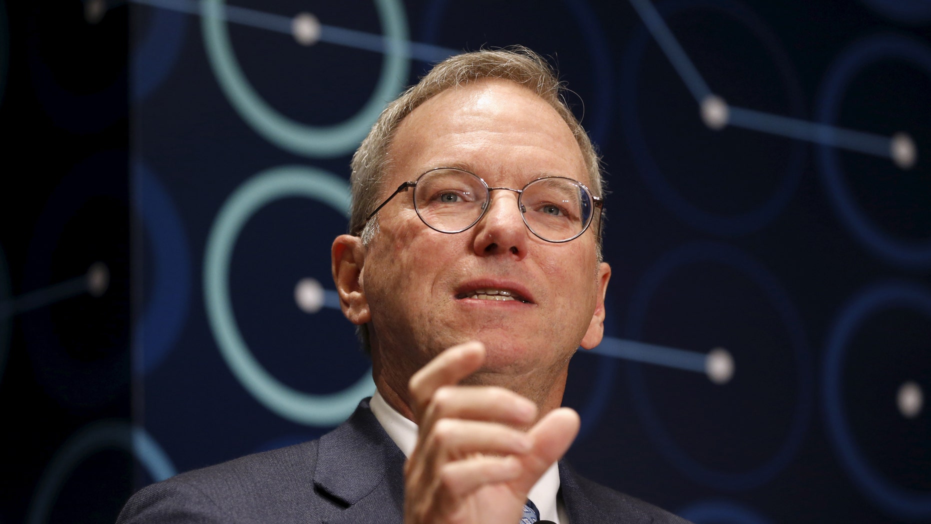 Eric Schmidt, Executive Chairman of Alphabet, speaks during a news conference ahead of matches against Googles artificial intelligence program AlphaGo, in Seoul, South Korea, March 8, 2016. (REUTERS/Kim Hong-Ji)