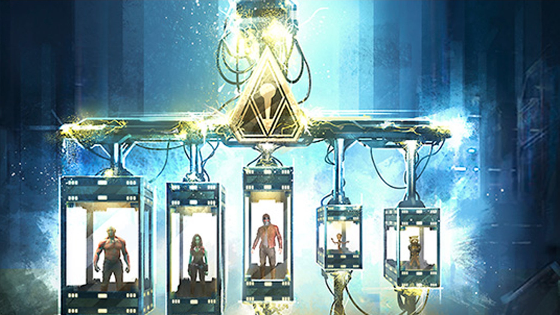 Concept art from the new ride "Guardians of the Galaxy--Mission: Breakout!"