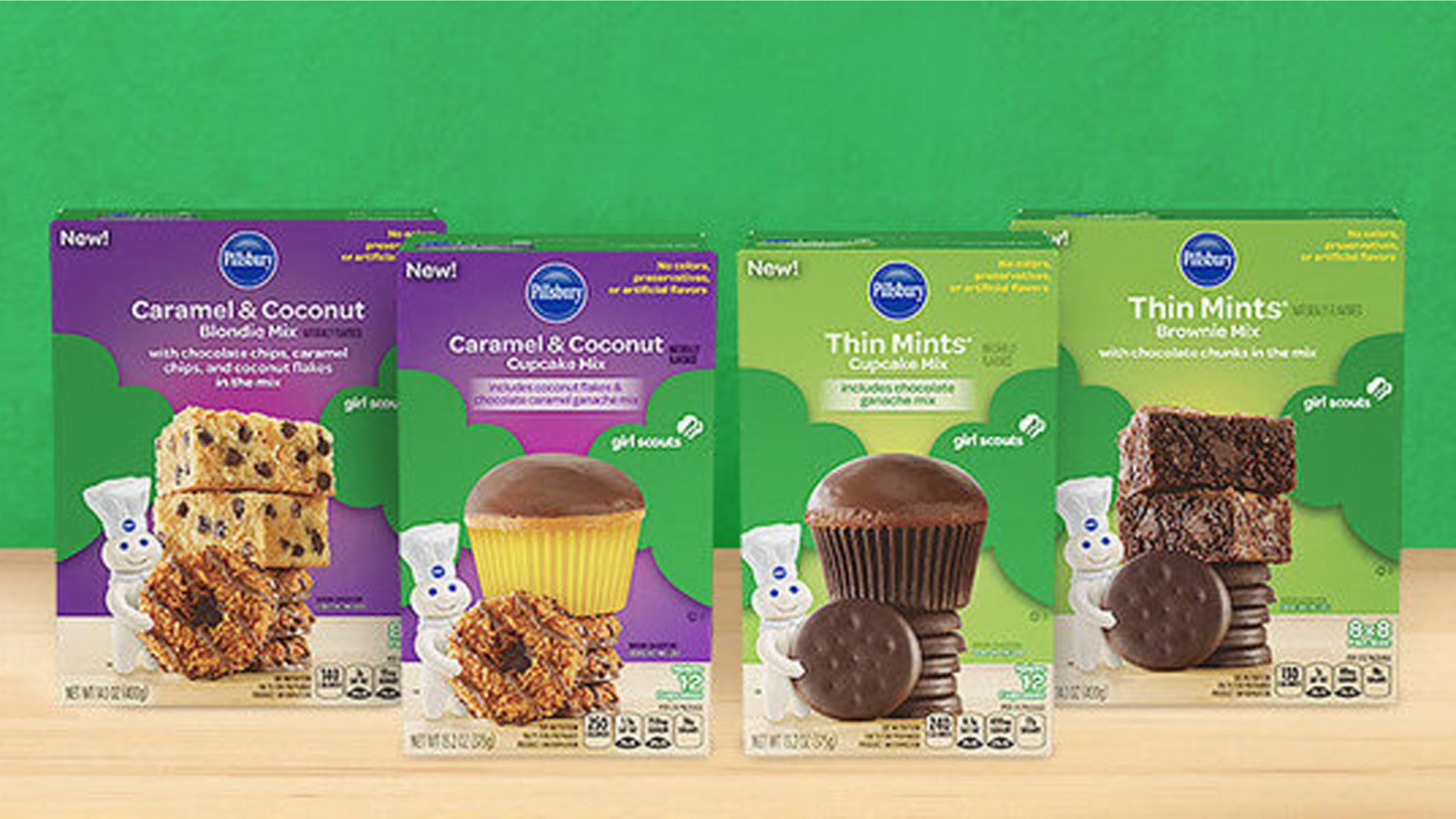 Pillsbury just released four new Girl Scout Cookie-inspired baking mixes.