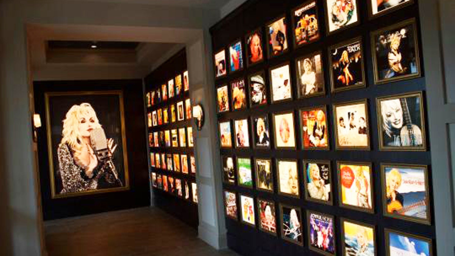 Dolly’s discography wall shows the result of her impressive career in music.