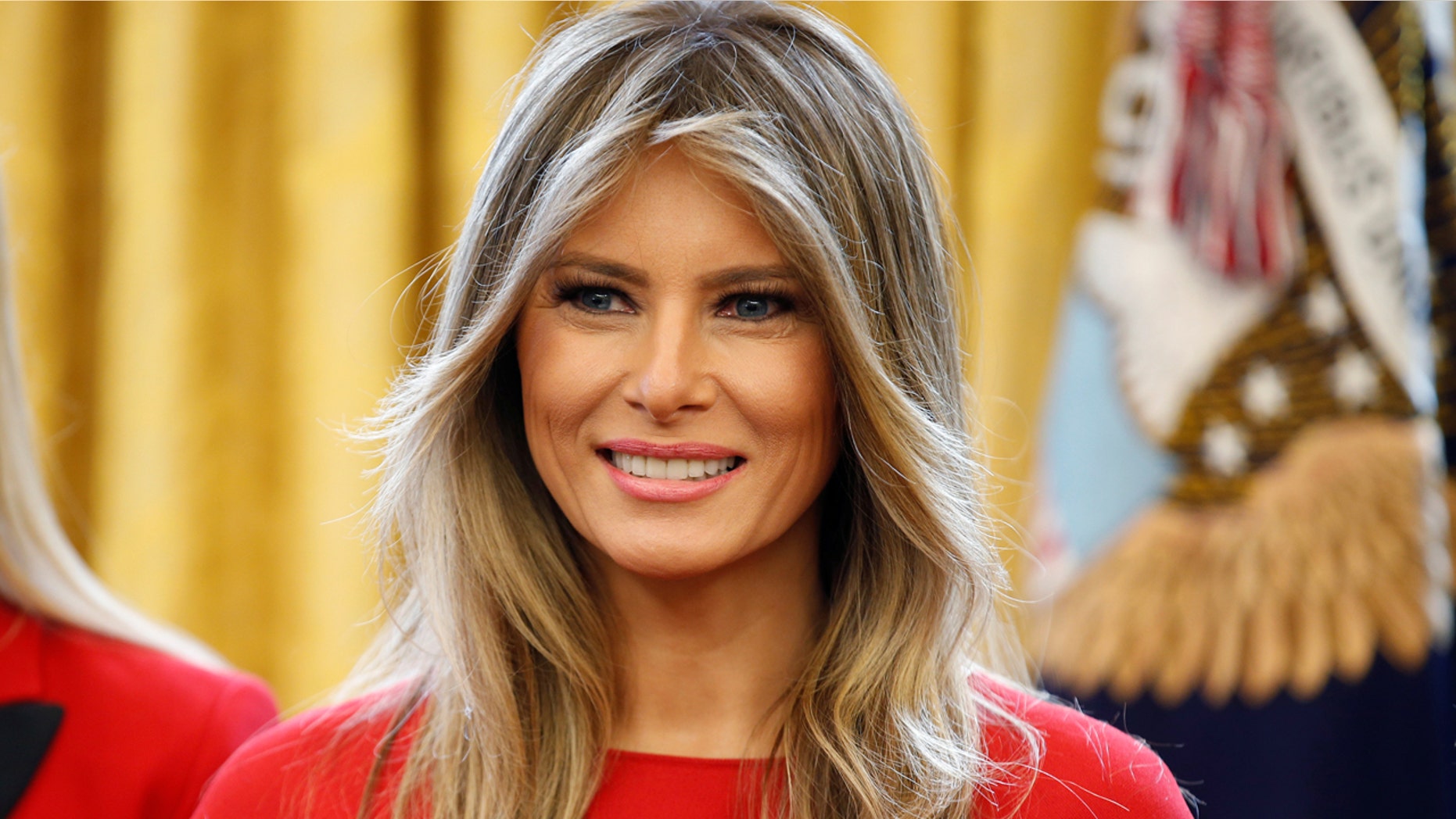 First Lady Melania Trump in the Oval Office of the White House, Washington, D.C.