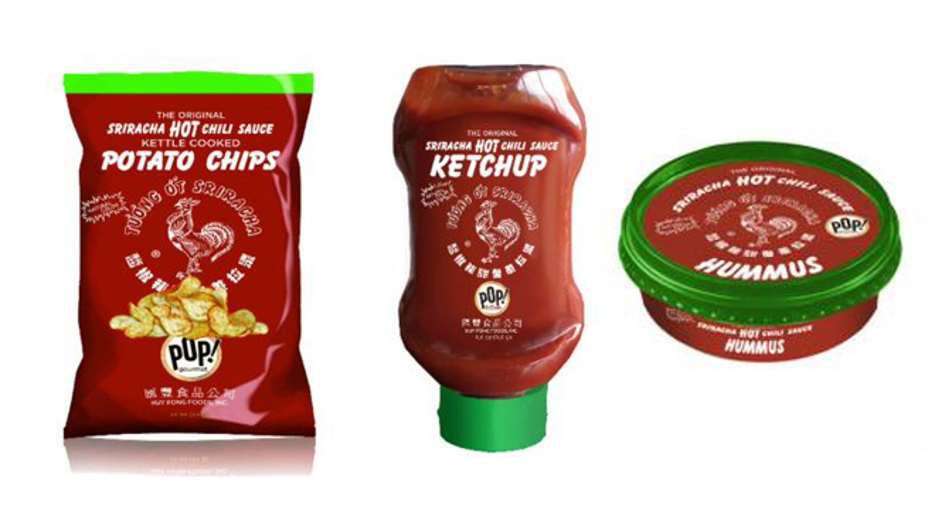 Potato chips, ketchup and hummus- oh my! All Sriracha, all the time.