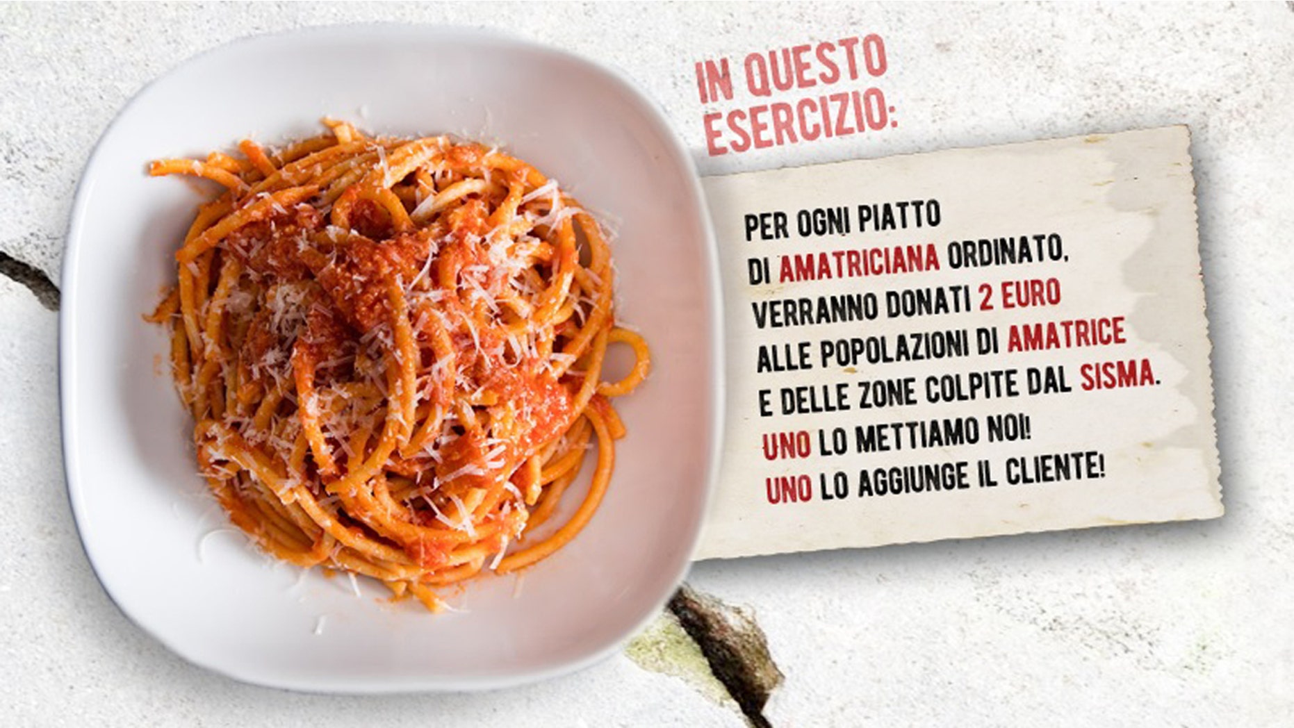 Restaurants in Assisi, Italy are donating proceeds from the sale of pasta all’amatriciana to victims of the earthquake in the small Italian town of Amatrice.