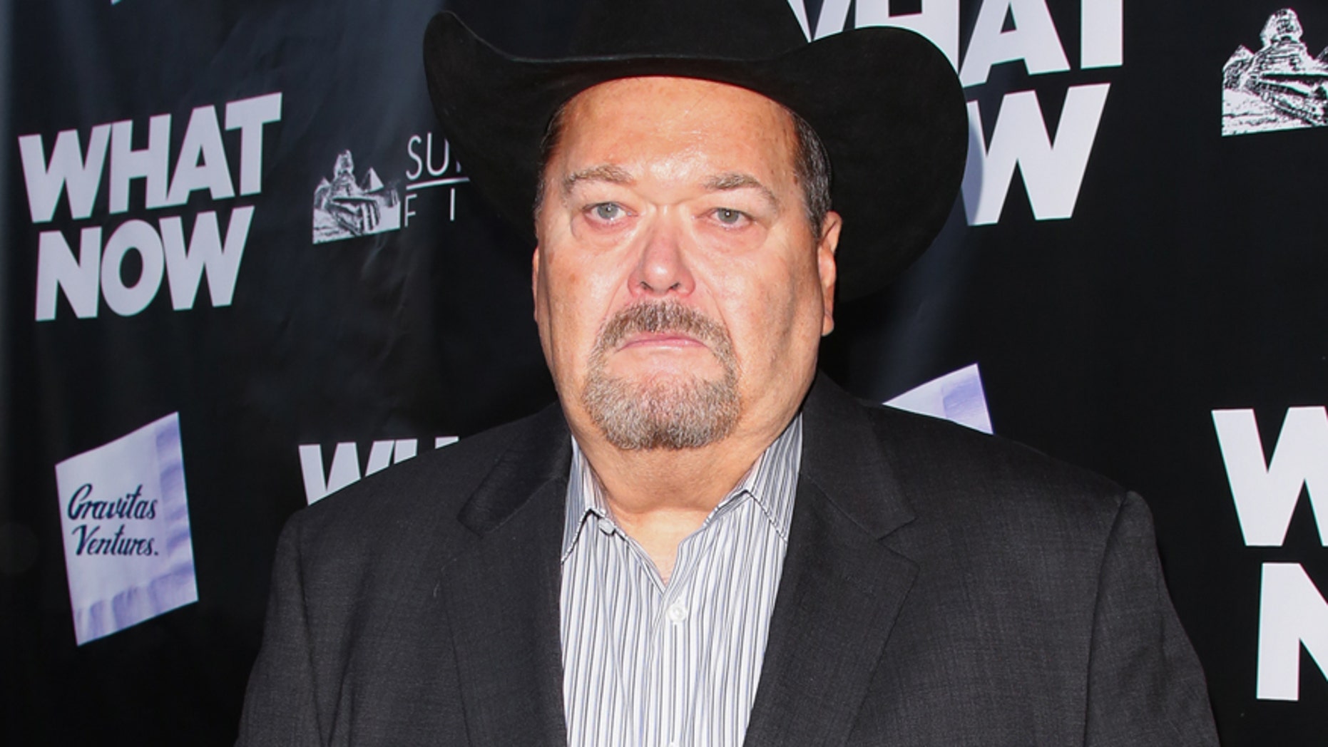 Wrestling Commentator Jim Ross attends the premiere of "What Now" at The Laemmle Music Hall on March 10, 2015 in Beverly Hills, California.