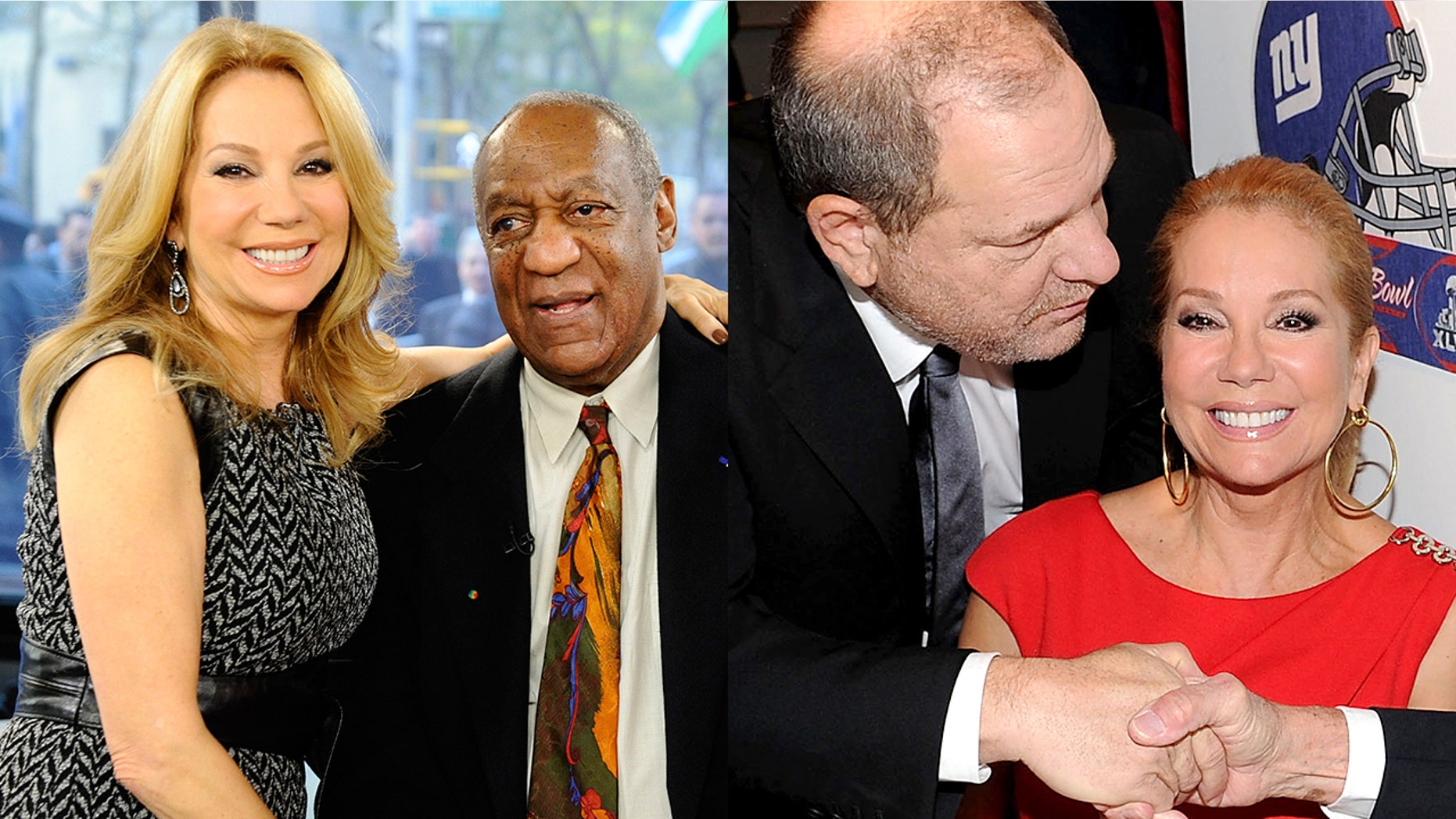 Kathie Lee Gifford with Bill Cosby on the "Today" show in 2011. The host also posed for a photo with Harvey Weinstein on February 1, 2012.