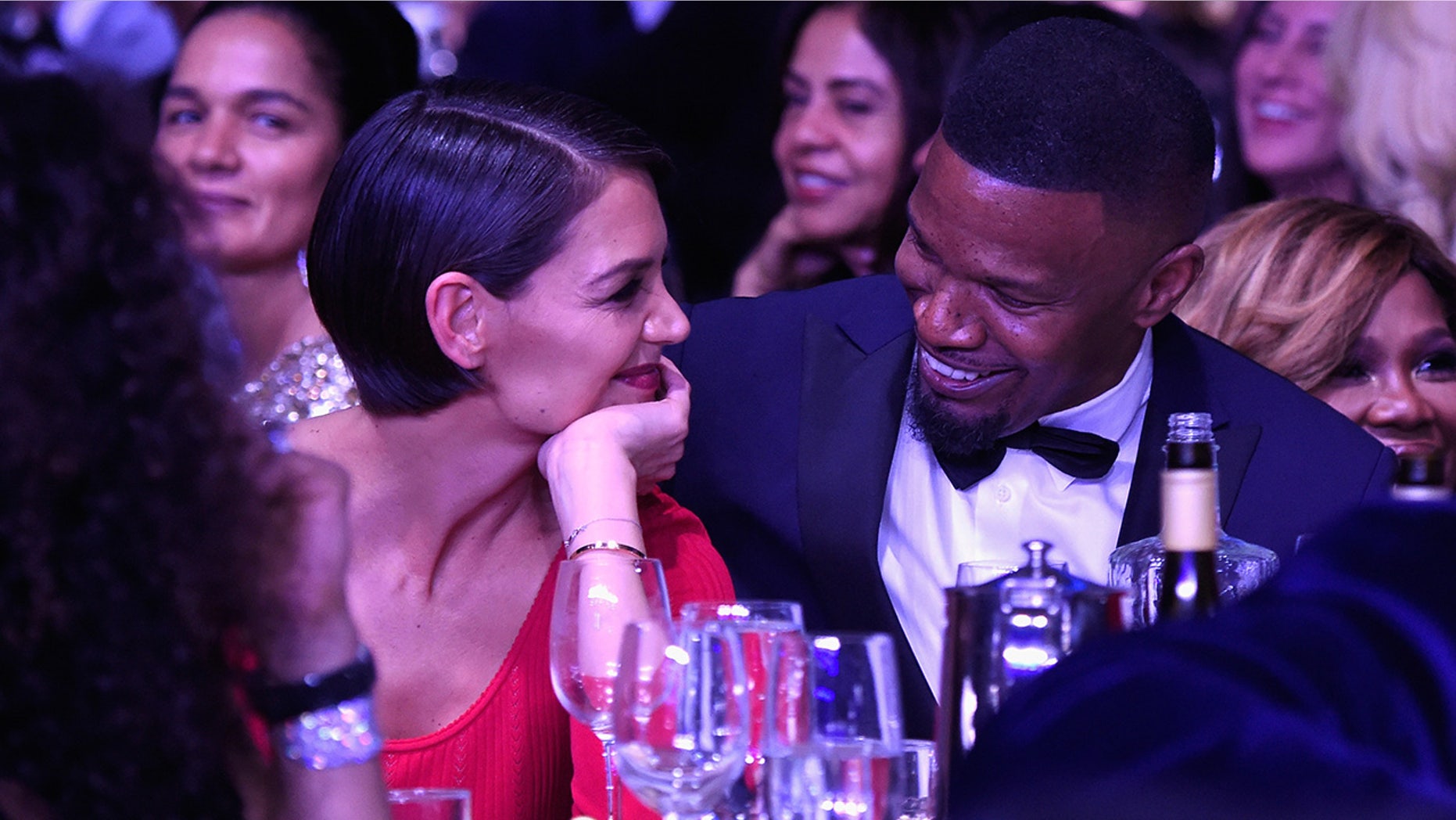 NEW YORK, NY - JANUARY 27: Katie Holmes and Jamie Foxx attend the Clive Davis and Recording Academy Pre-GRAMMY Gala and GRAMMY Salute to Industry Icons Honoring Jay-Z on January 27, 2018 in New York City. (Photo by Kevin Mazur/Getty Images for NARAS)