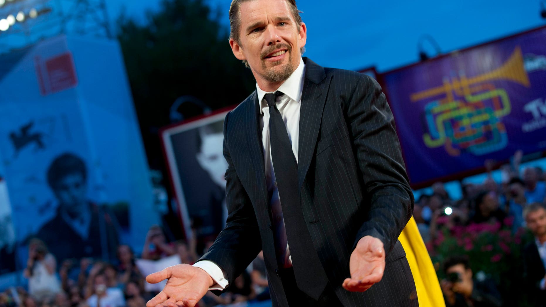 September 5, 2014. Actor Ethan Hawke arrives for the screening of the movie "Good Kill," at the 71st edition of the Venice Film Festival in Venice, Italy.