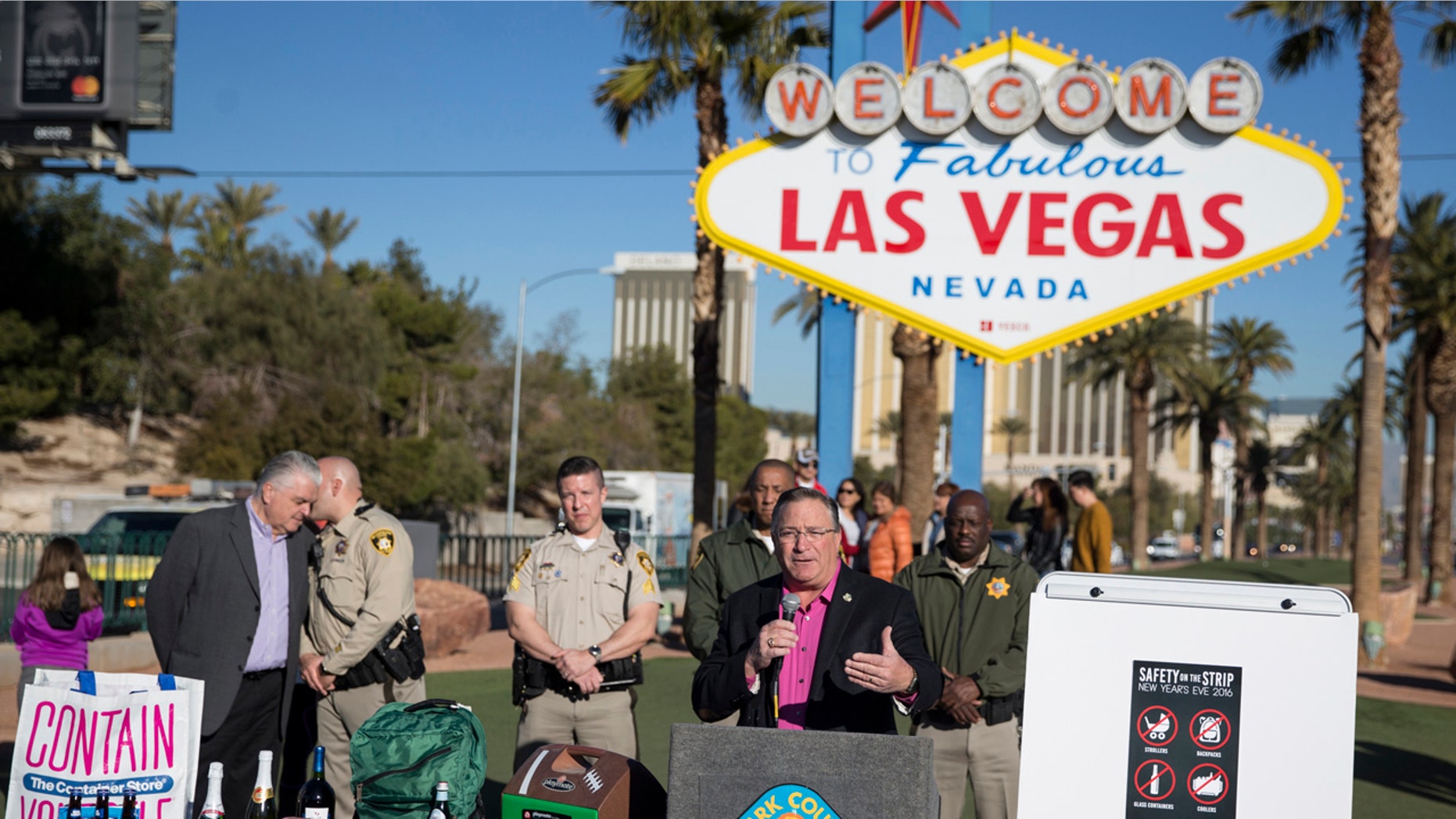 Las Vegas Mayor Pro Tem Steve Ross speaks during a press conference about the security plans for the 2017 New Year's celebrations on the Las Vegas Strip and downtown's Fremont Street Experience, Thursday, Dec. 29, 2016, in Las Vegas.