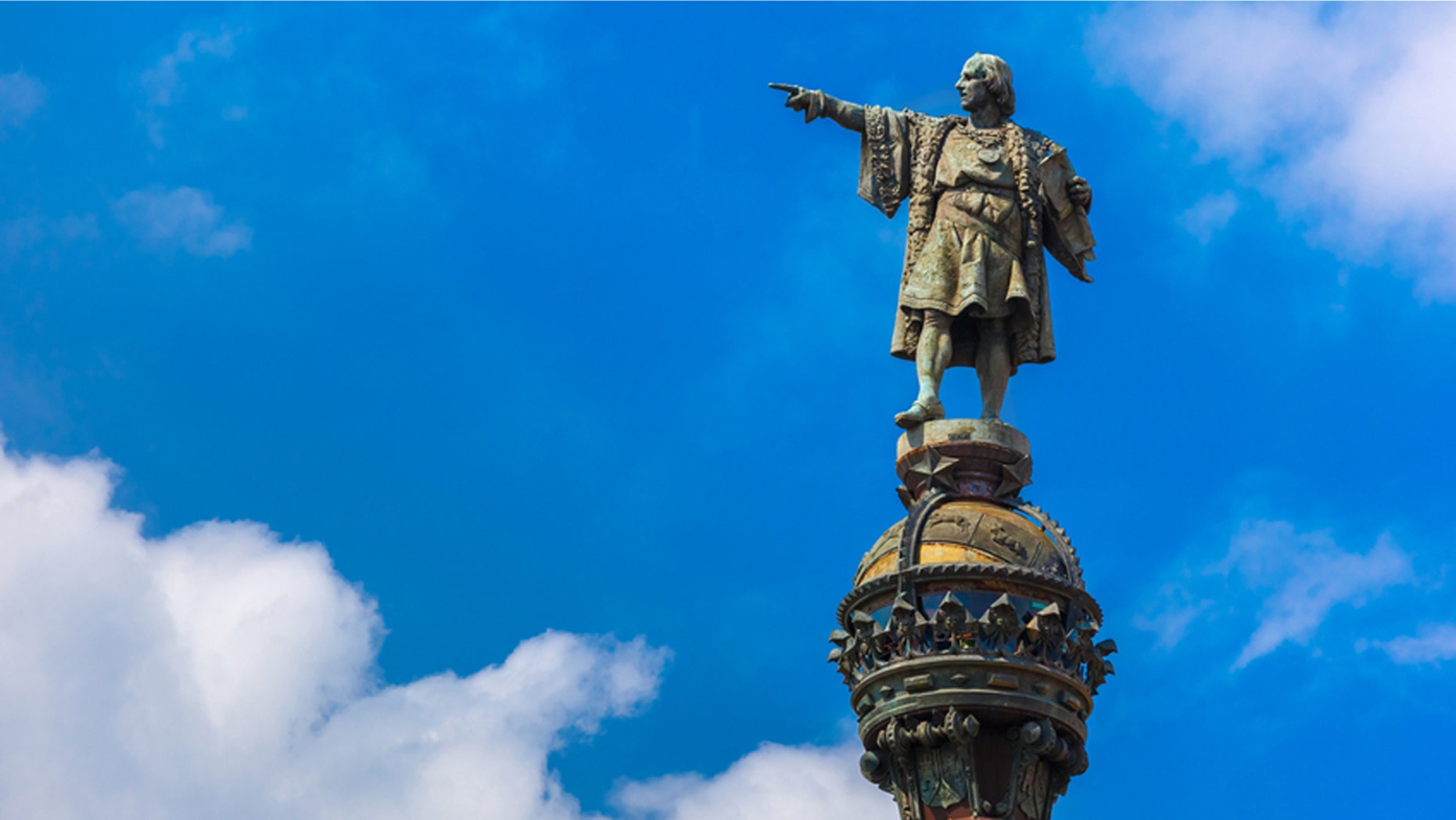 The Columbus Monument on the square Portal de la pau in Barcelona, Catalonia, Spain was originally erected in 1888.