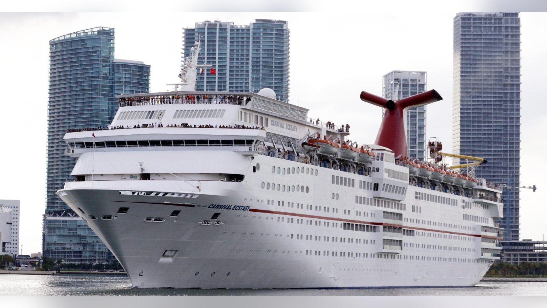 The Carnival cruise ship Ecstasy leaves port in Miami, Fl. Miami is one of the nation's top destinations for cruise companies.