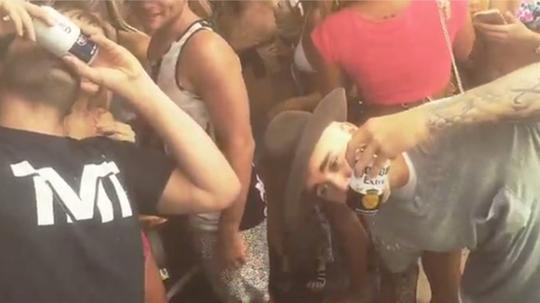 Justin Bieber tries shotgunning a beer in Las Vegas.