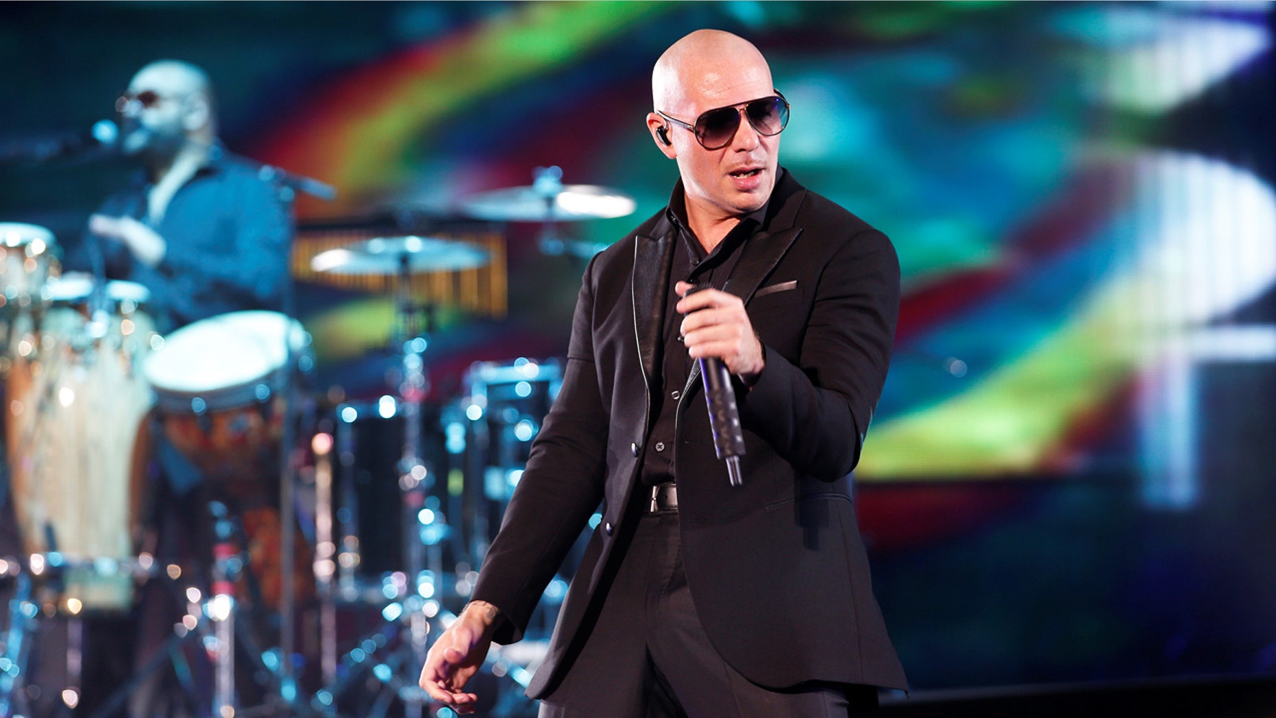 Rapper Pitbull performs during the 15th Mawazine World Rhythms International Music Festival in Rabat, Morocco.