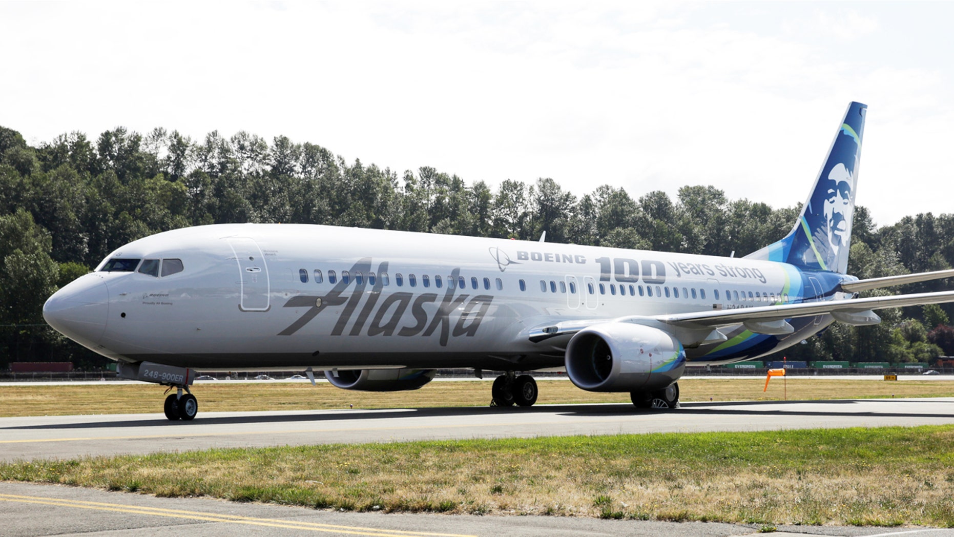 An Alaska Airlines plane is pictured with a paint job to mark the centennial of The Boeing Company in Seattle, Washington July 15, 2016. REUTERS/Jason Redmond - RTSI89G