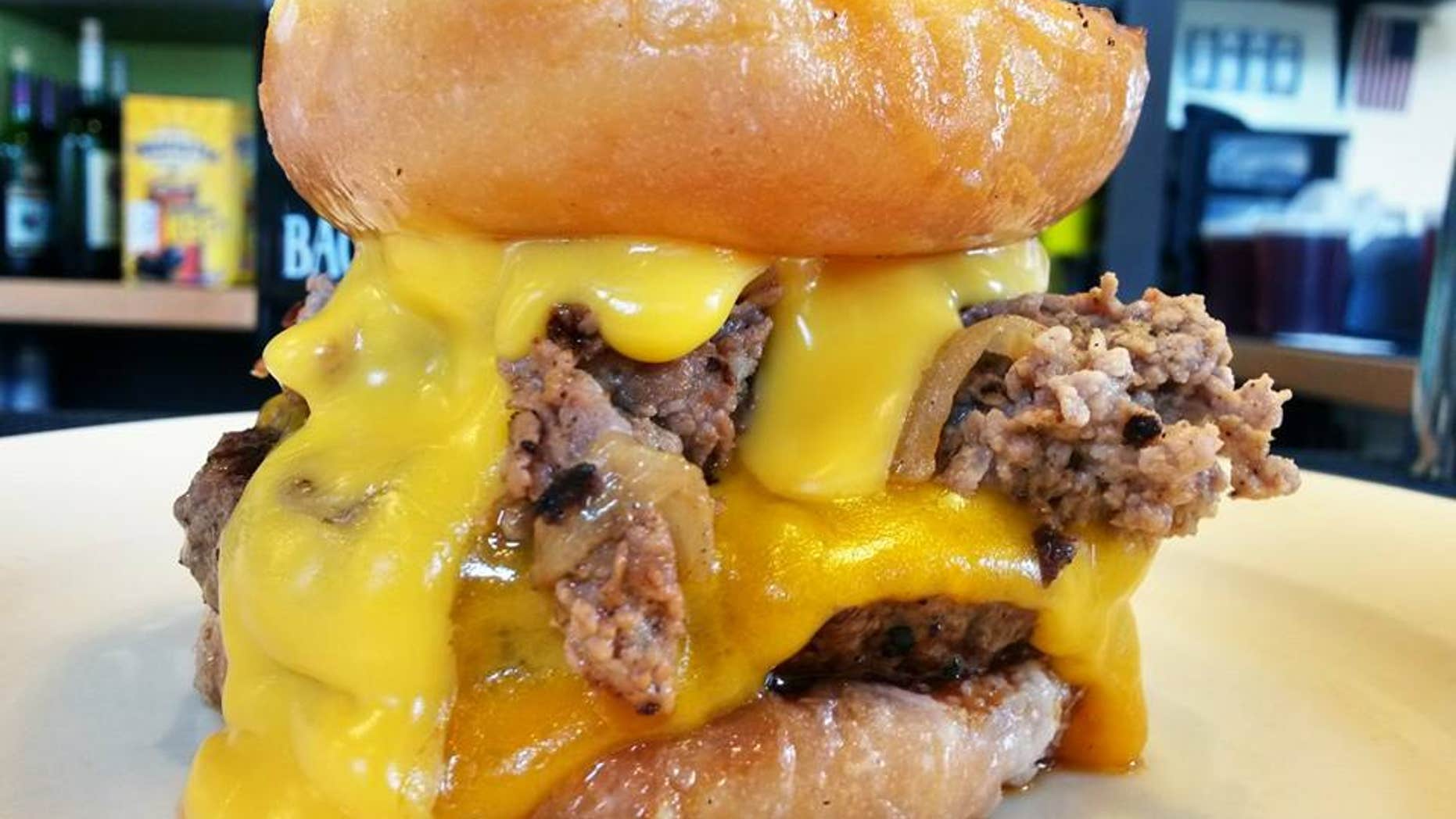 A Donut Cheesesteak Burger.