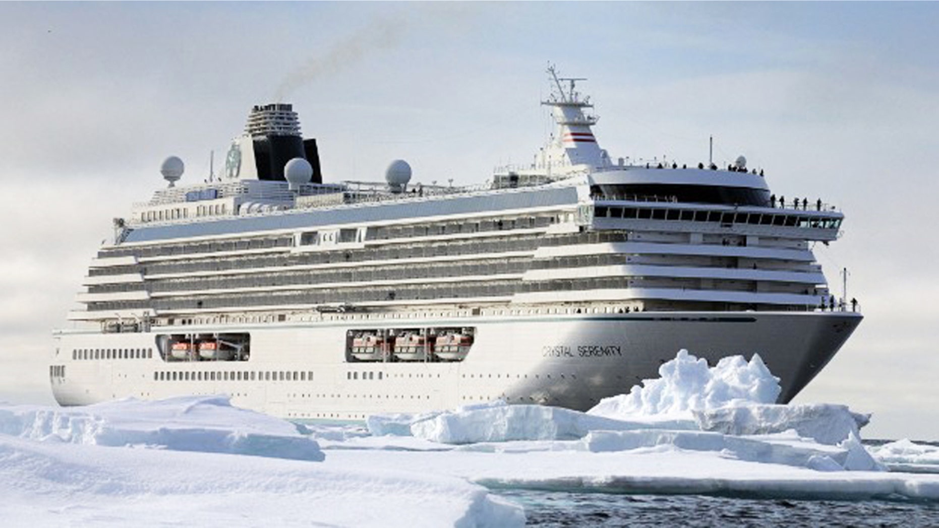A rendering of the Crystal Serenity as it navigates through the Northwest Passage.