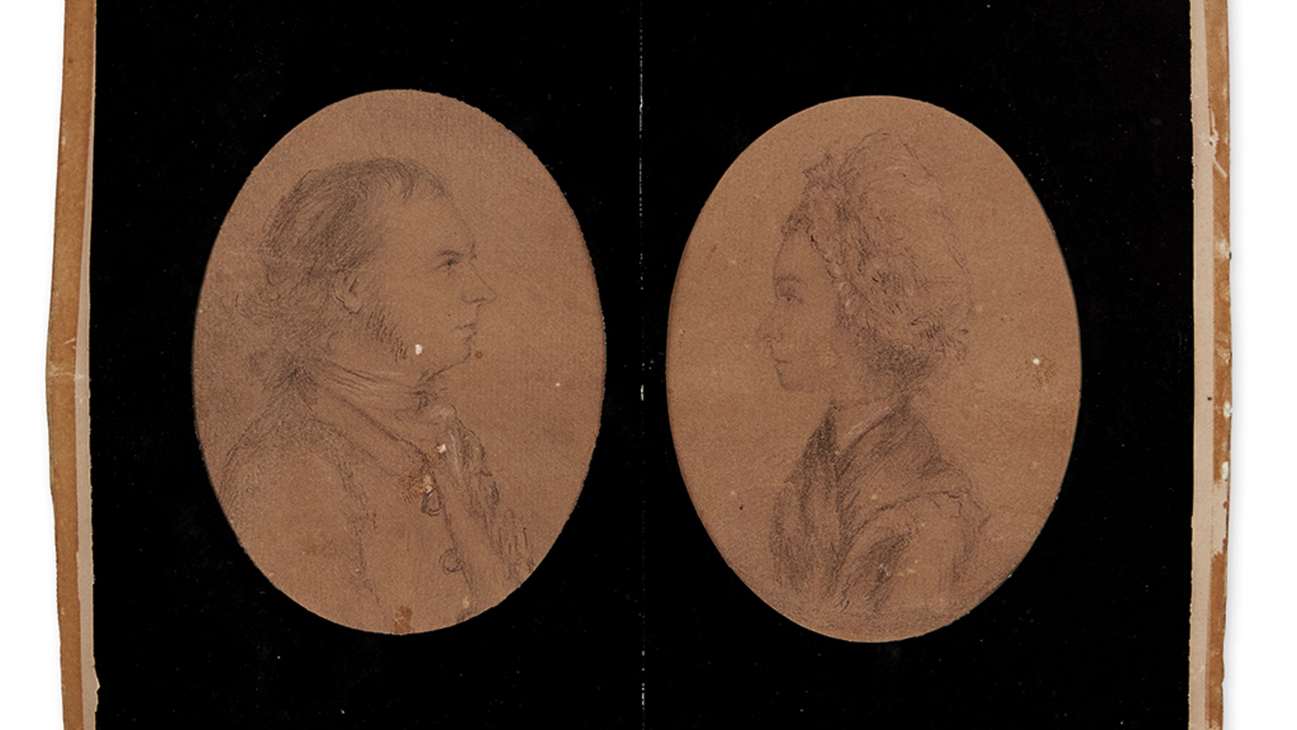 Two portraits drawn in Albany during the Revolutionary War by British spy John Andre.