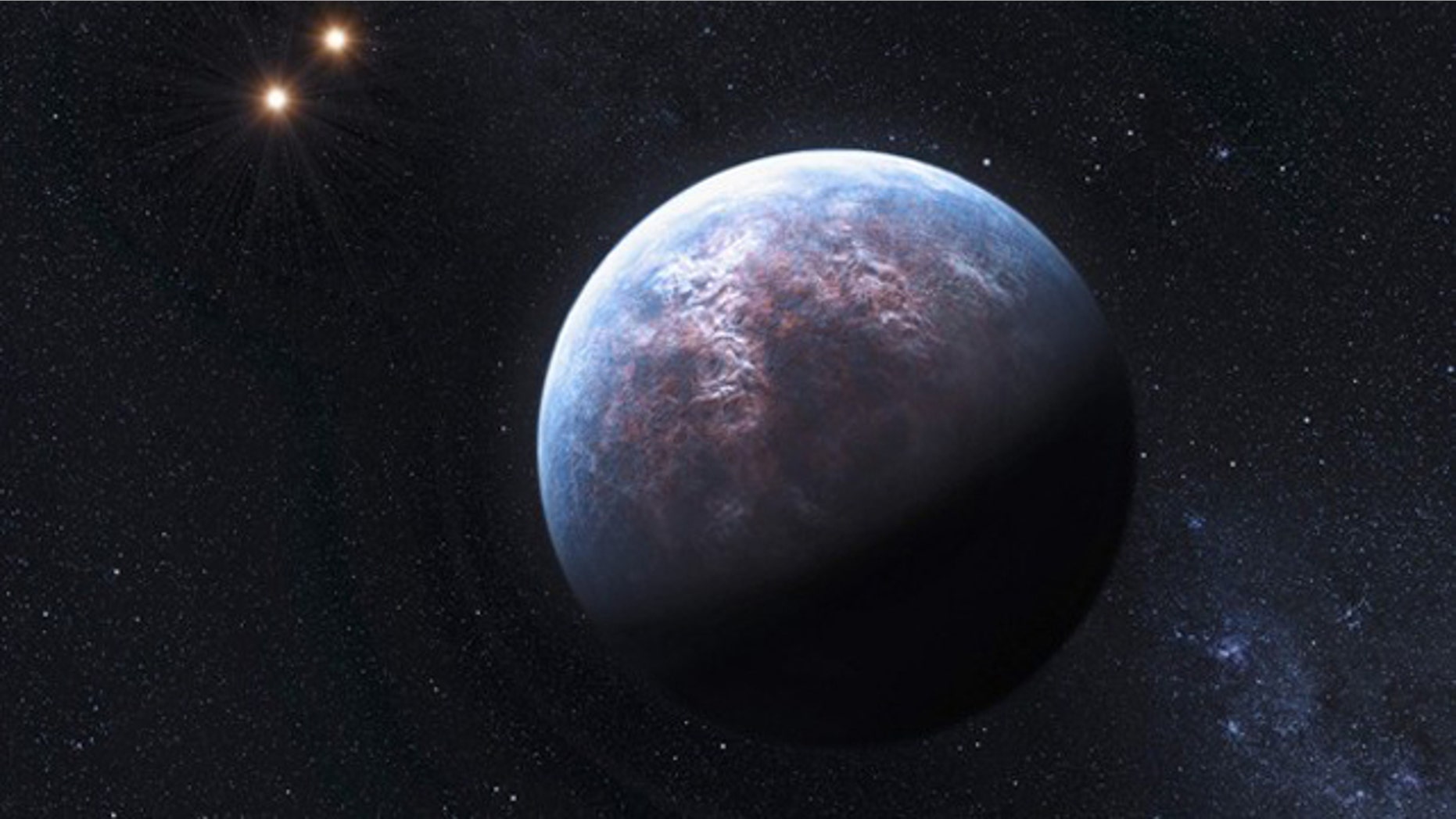 An artist's rendering image shows an exoplanet 6 times the Earth-size circulating around its low-mass host star.