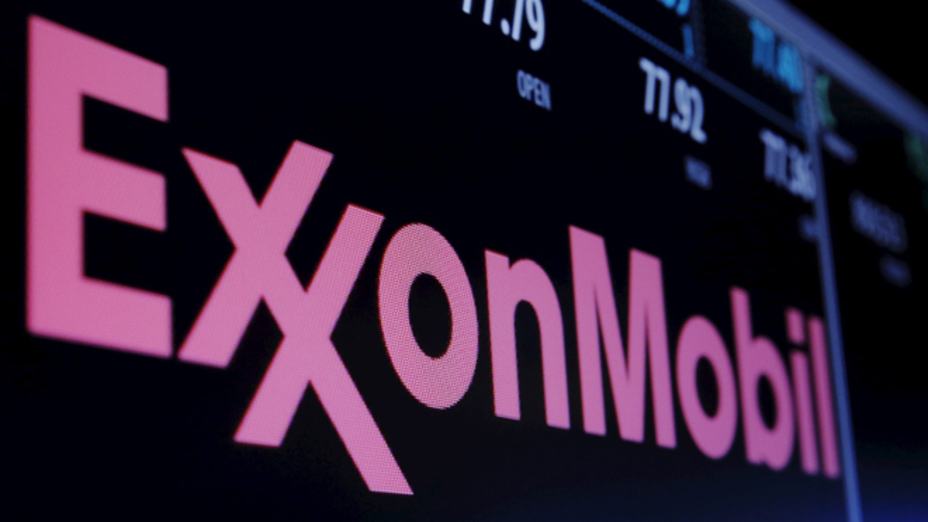 Dec. 21, 2016: The Exxon logo is displayed agove the floor of the New York Stock Exchange (NYSE) shortly after the opening bell in New York.