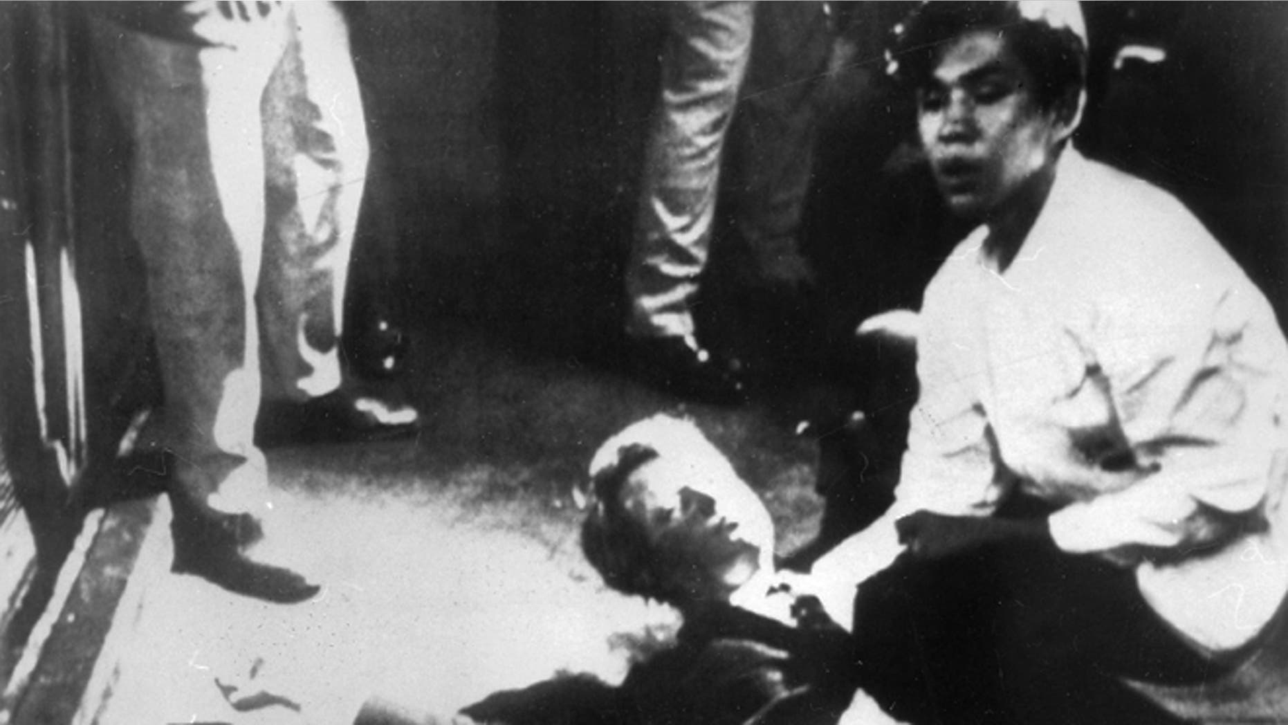 Robert F. Kennedy on the floor after being shot, with a 17-year-old Juan Romero cradling his head. (Photo: Getty Images)