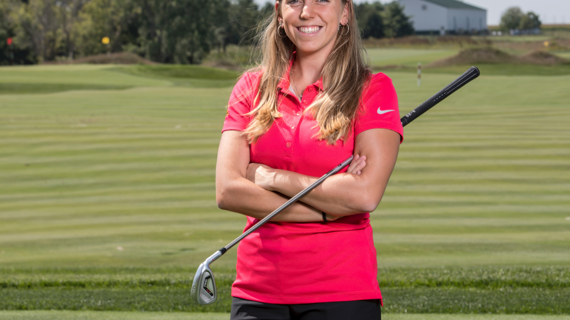 In this Sept. 7, 2017, photo provided by Iowa State University in Ames, Iowa, golfer Celia Barquin Arozamena poses for a photo. The former ISU golfer was found dead Monday, Sept. 17, 2018, at a golf course in Ames. Collin Daniel Richards, was arrested and charged with first-degree murder in her death. (Luke Lu/Iowa State University via AP)