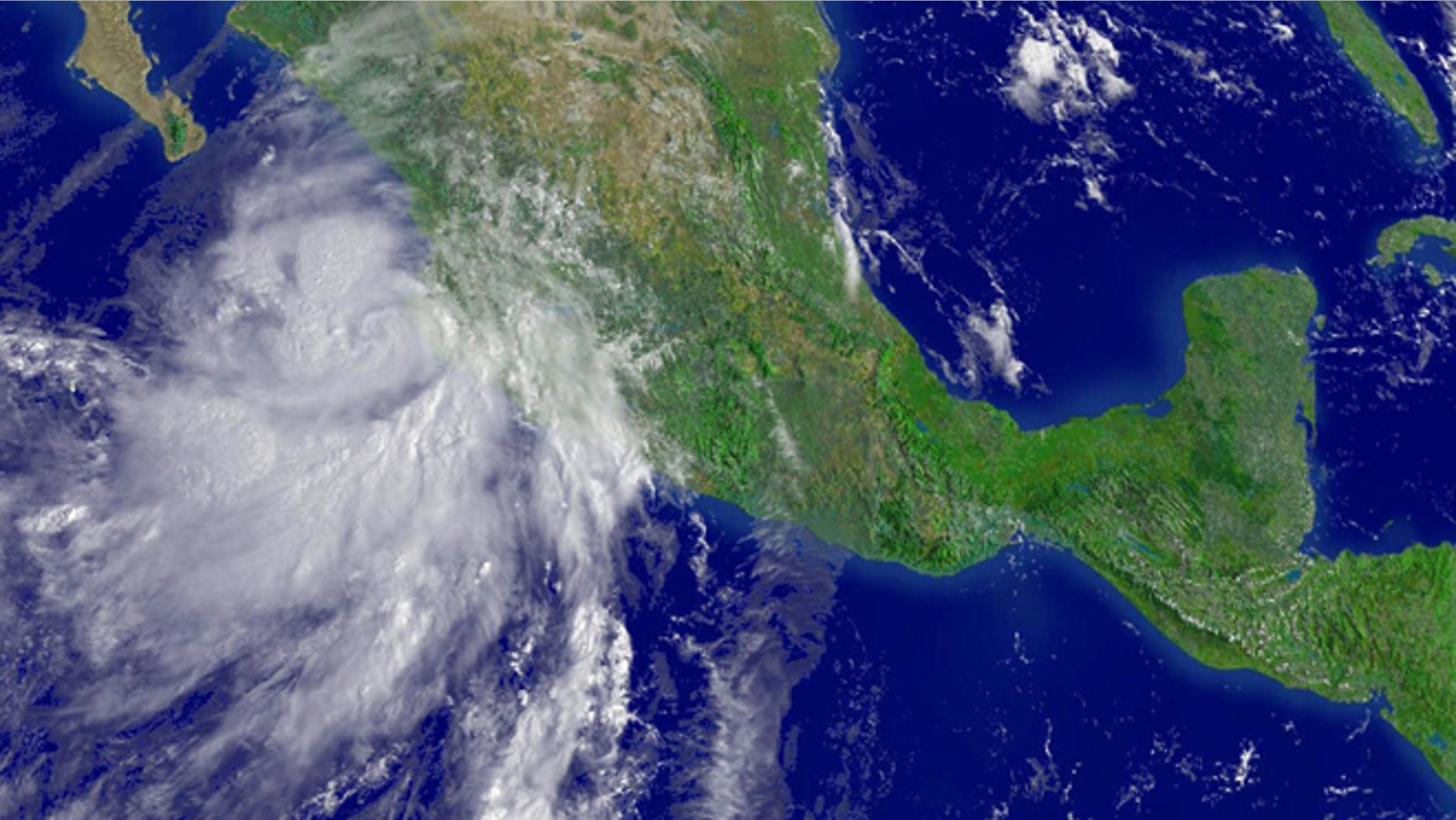 A 2006 tropical storm threatens the Pacific coast of Mexico. (Photo by NOAA via Getty Images)